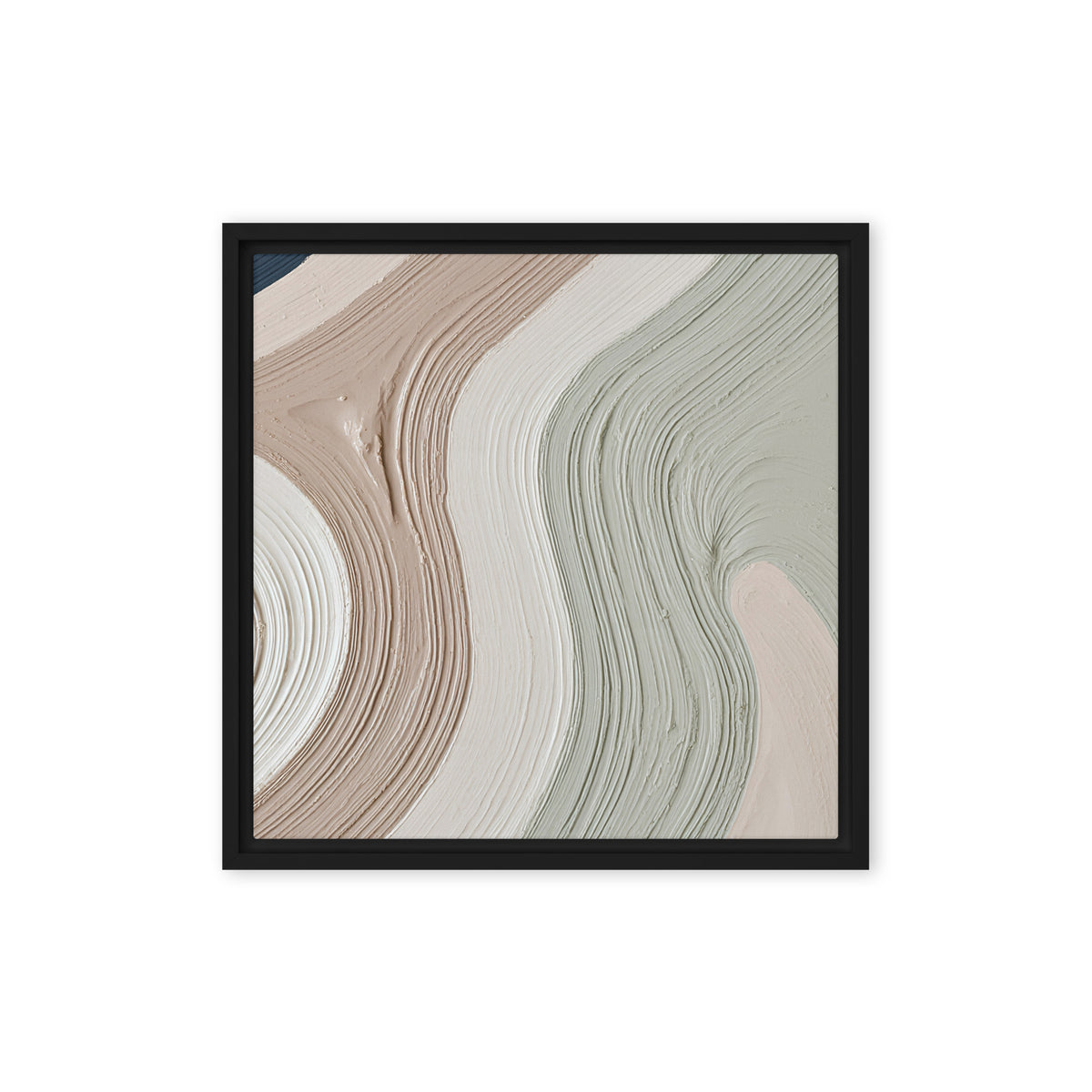 Talus framed canvas artwork with angular rock-like forms and deep charcoal contrasts, shown on white.