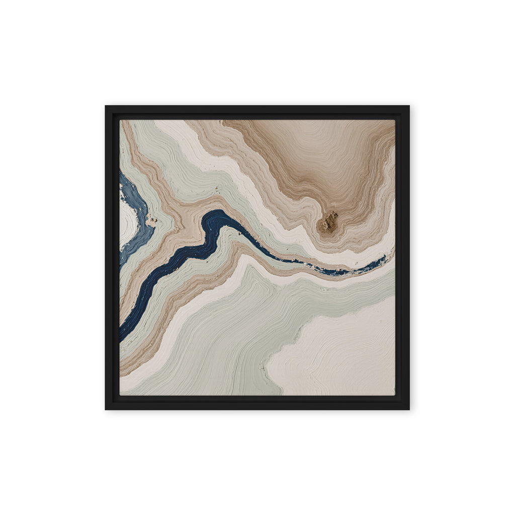 Terrace framed canvas artwork with stepped stone-like shelves and warm mineral gradients, shown on white.