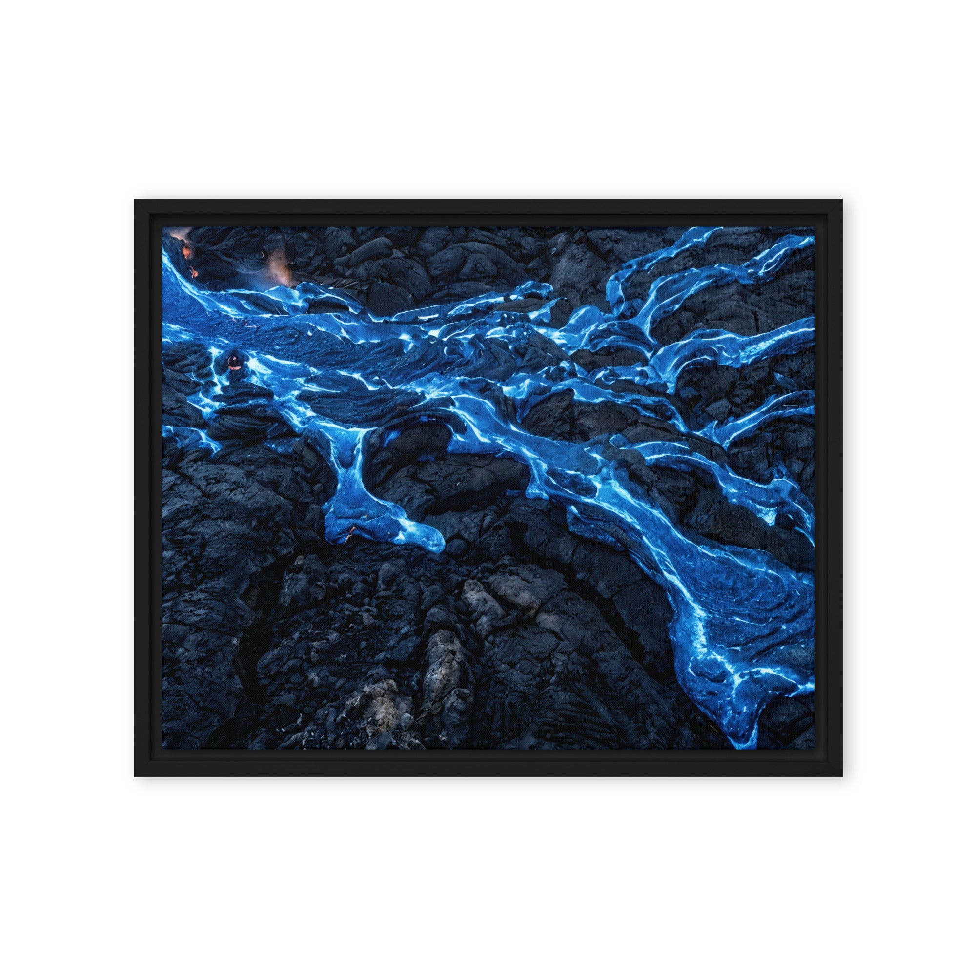 Scoria wall art product image as a framed canvas print in brown frame, 18 x 24 inch large size