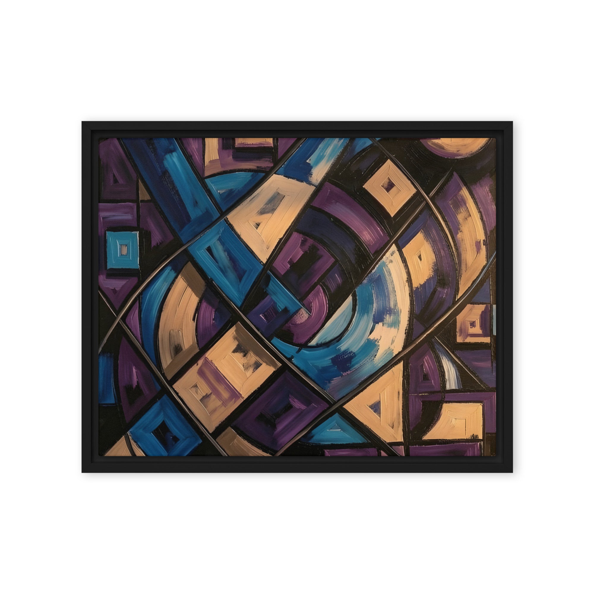 Relic framed canvas print product view in brown frame, 16 x 16 inch universal size