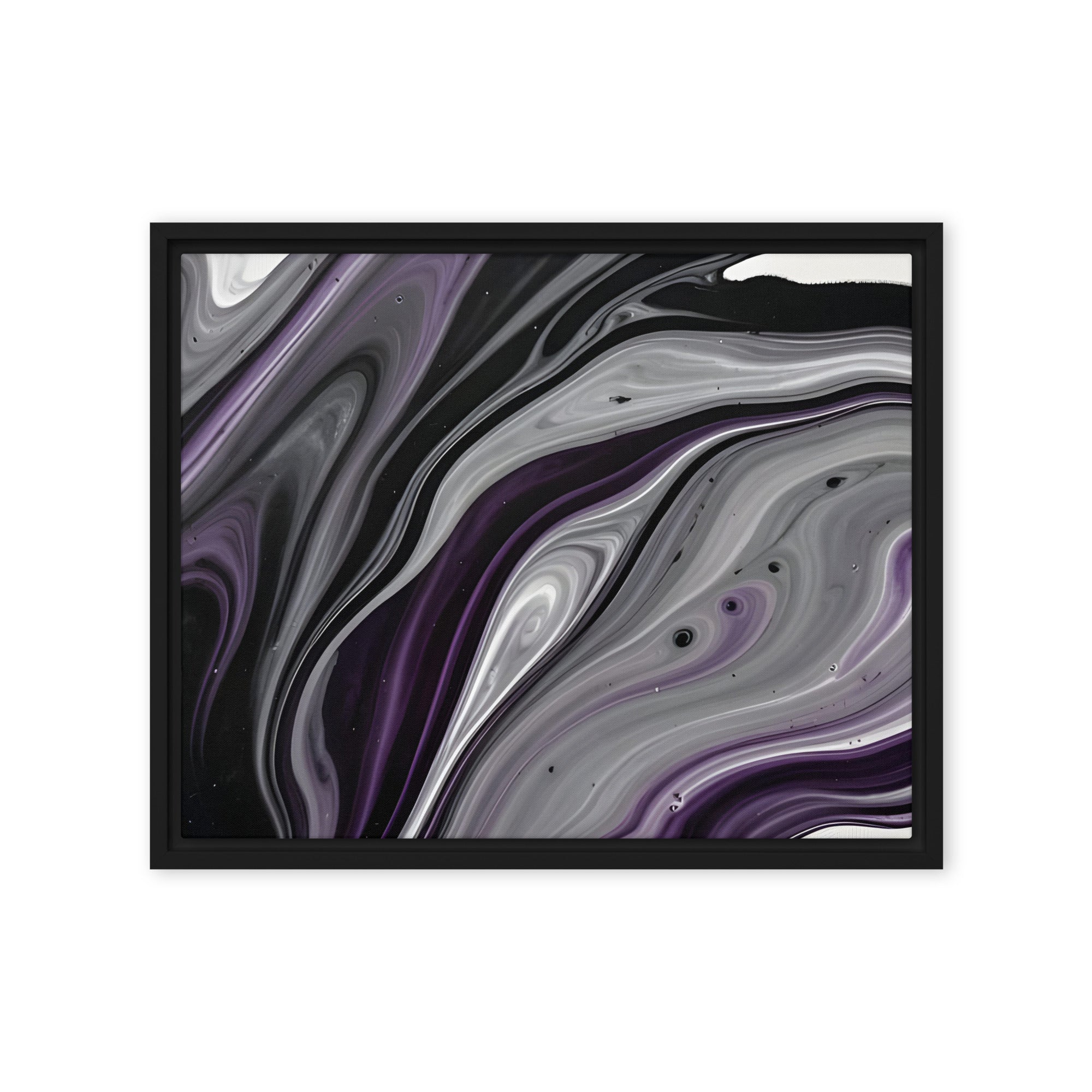Amethyst Flow wall art product image as a framed canvas print in brown frame, 18 x 24 inch large size