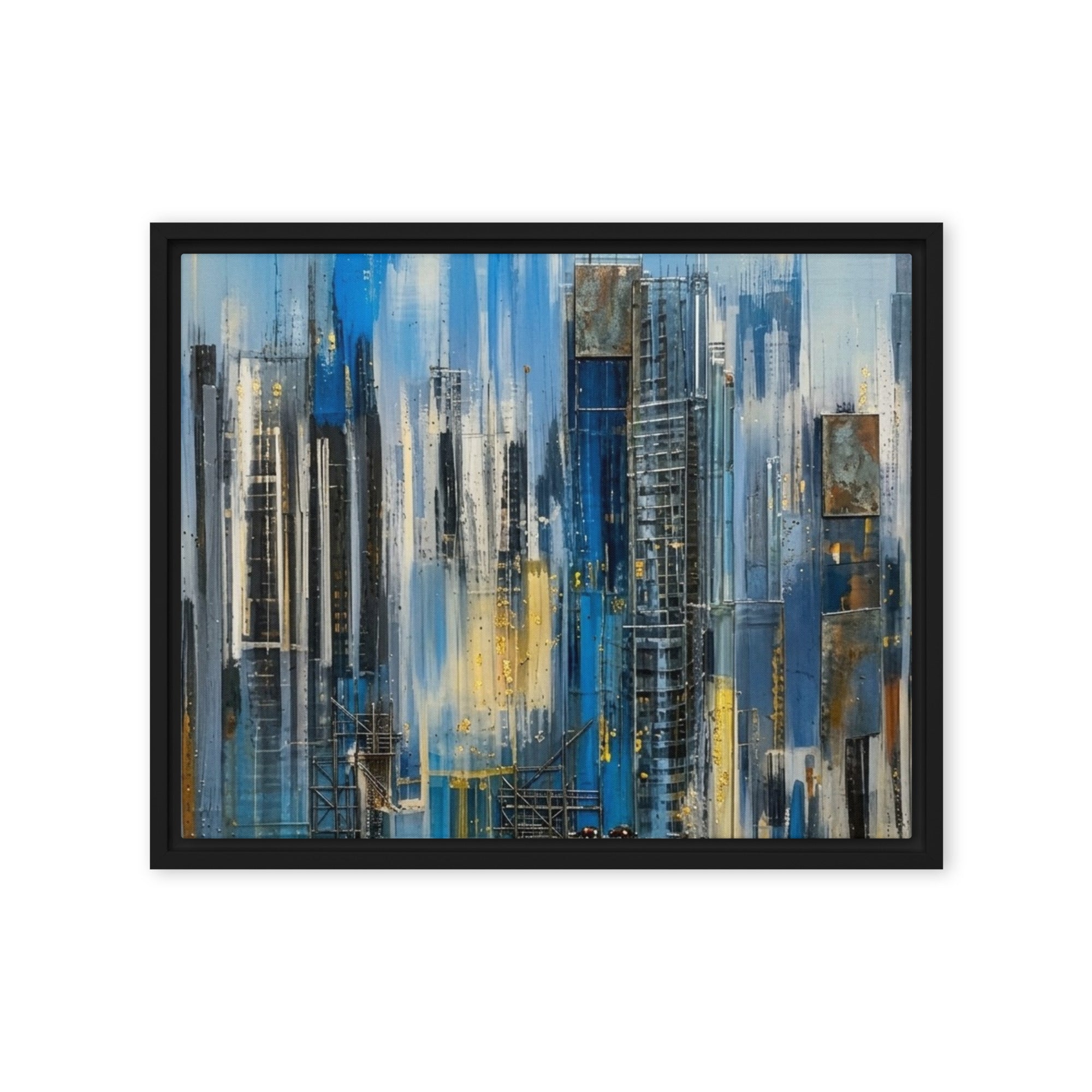 Facade framed canvas print front-facing product image in brown frame, 12 x 18 inch universal size