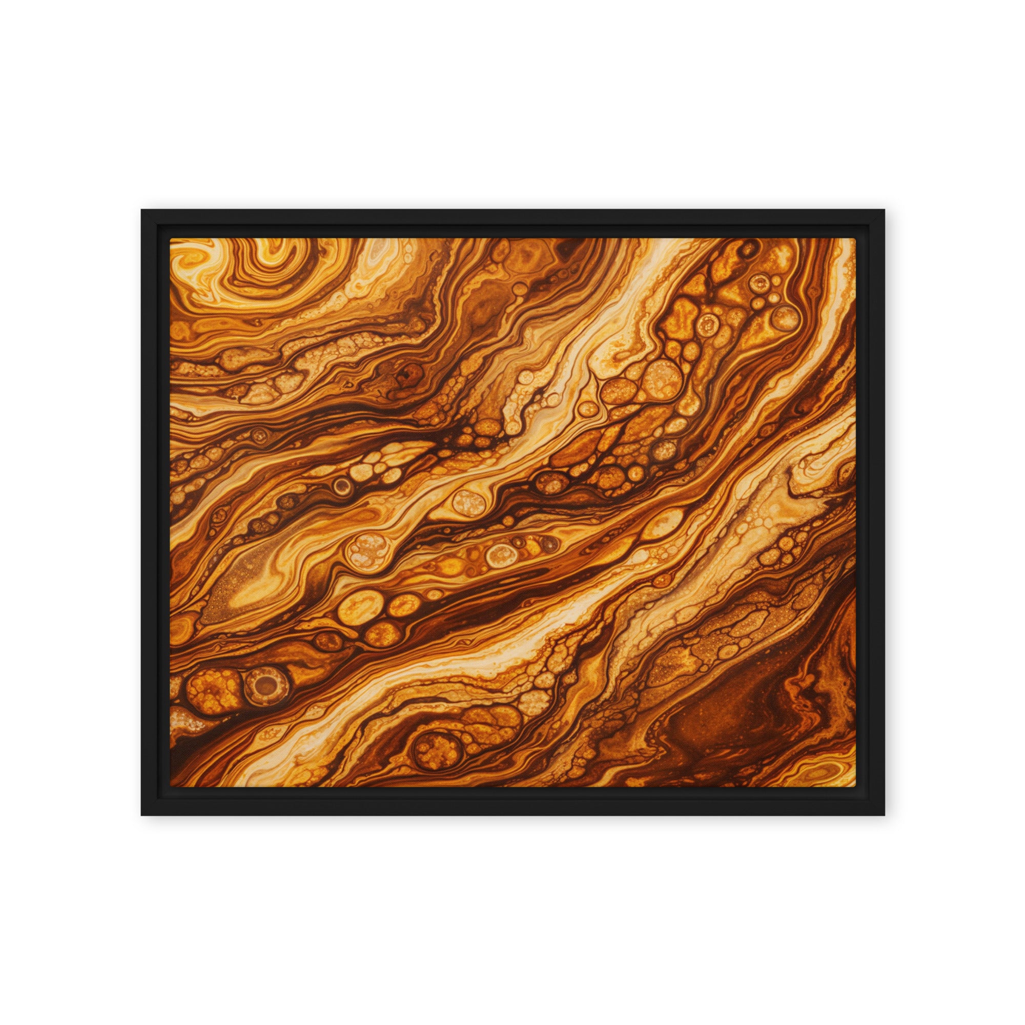 Molten Cells framed canvas print image for product listing in brown frame, 16 x 20 inch universal size