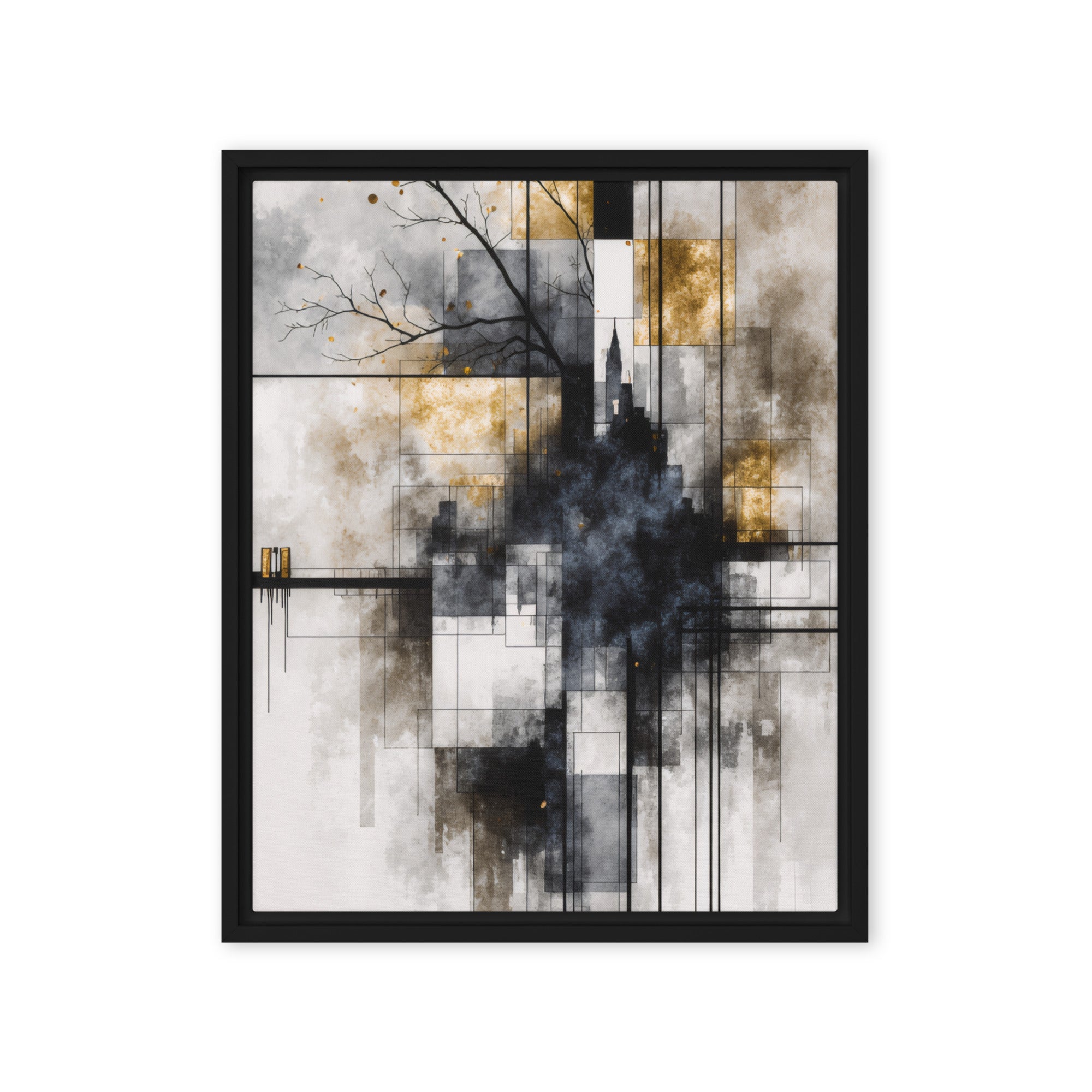 Brasier framed canvas print front-facing product image in brown frame, 20 x 28 inch large size