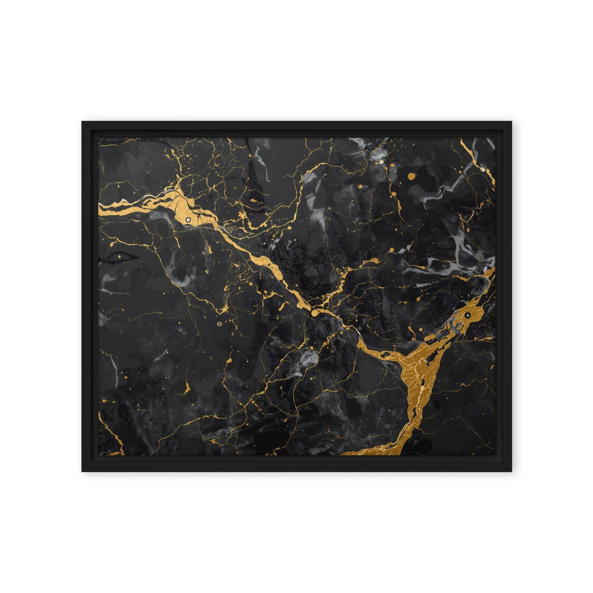 Midas framed canvas print front-facing product image in brown frame, 20 x 28 inch large size
