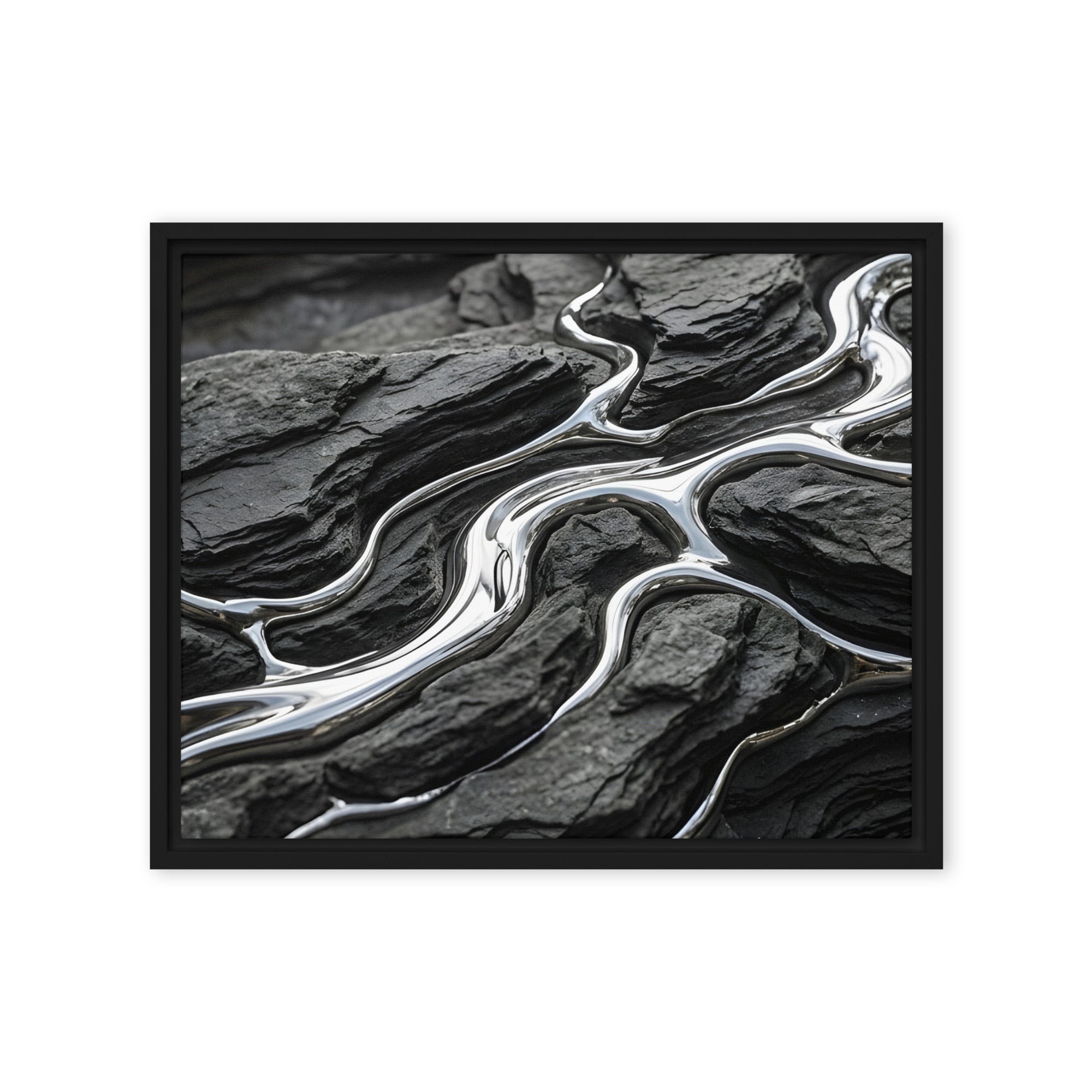 Basalt framed canvas print wall display image in brown frame, 16 x 16 inch universal size
