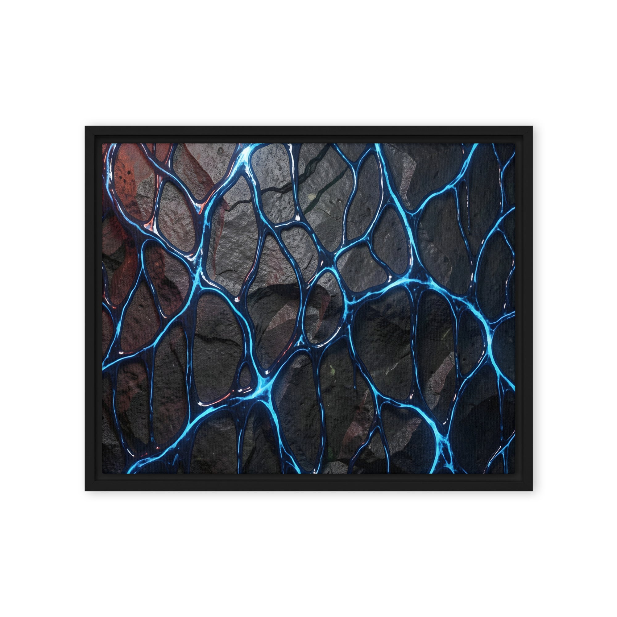 Magmatic framed canvas print front-facing product image in brown frame, 20 x 28 inch large size