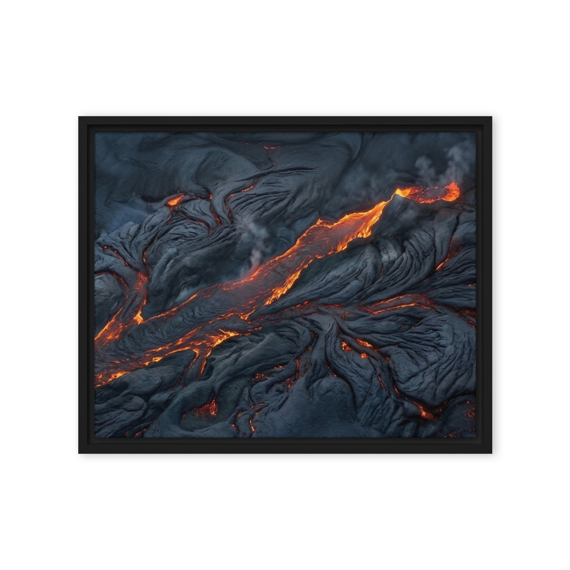 Molten framed canvas print shown in front view in black frame, 8 x 10 inch universal size