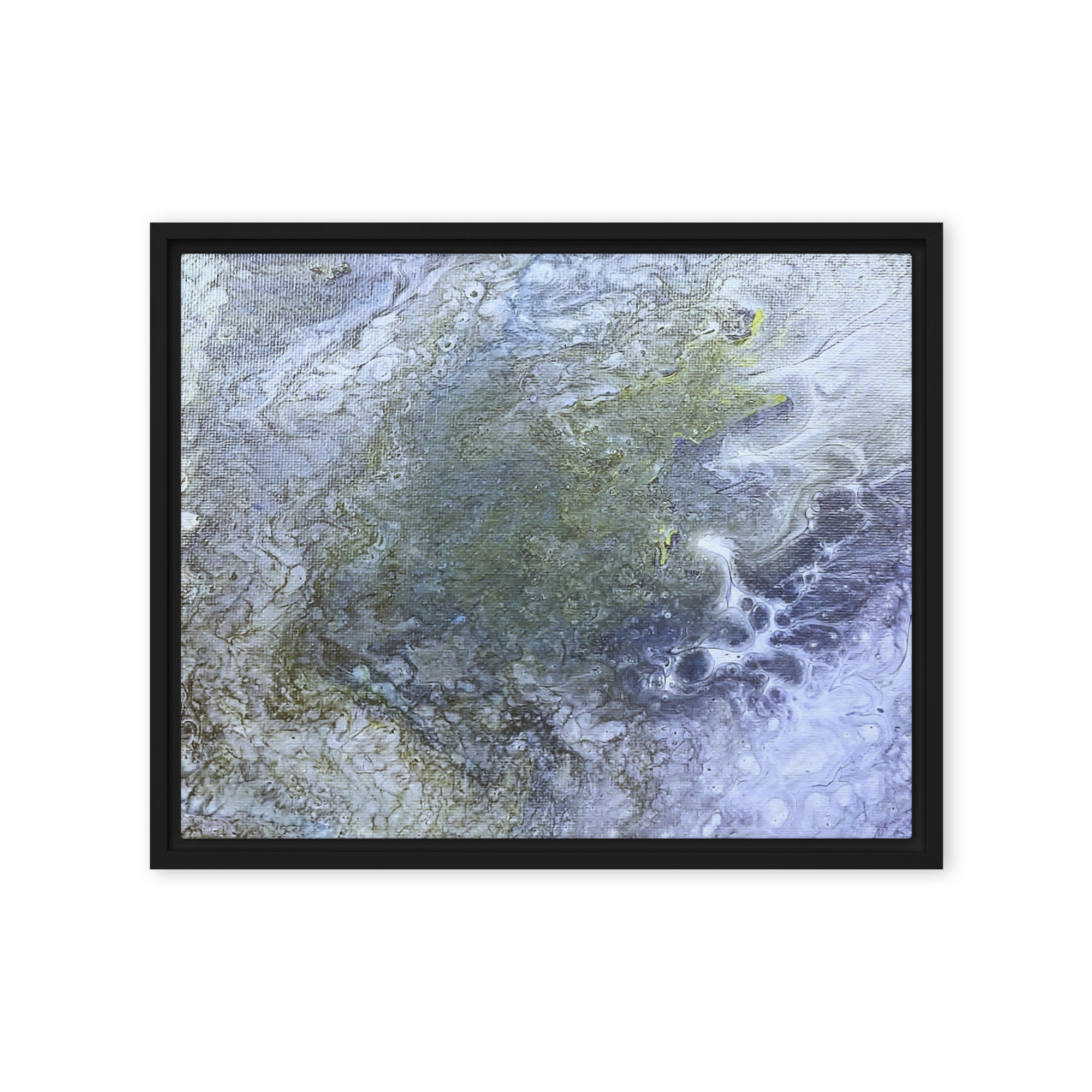 Shallows wall art product image as a framed canvas studio series in brown frame, 18 x 24 inch large size