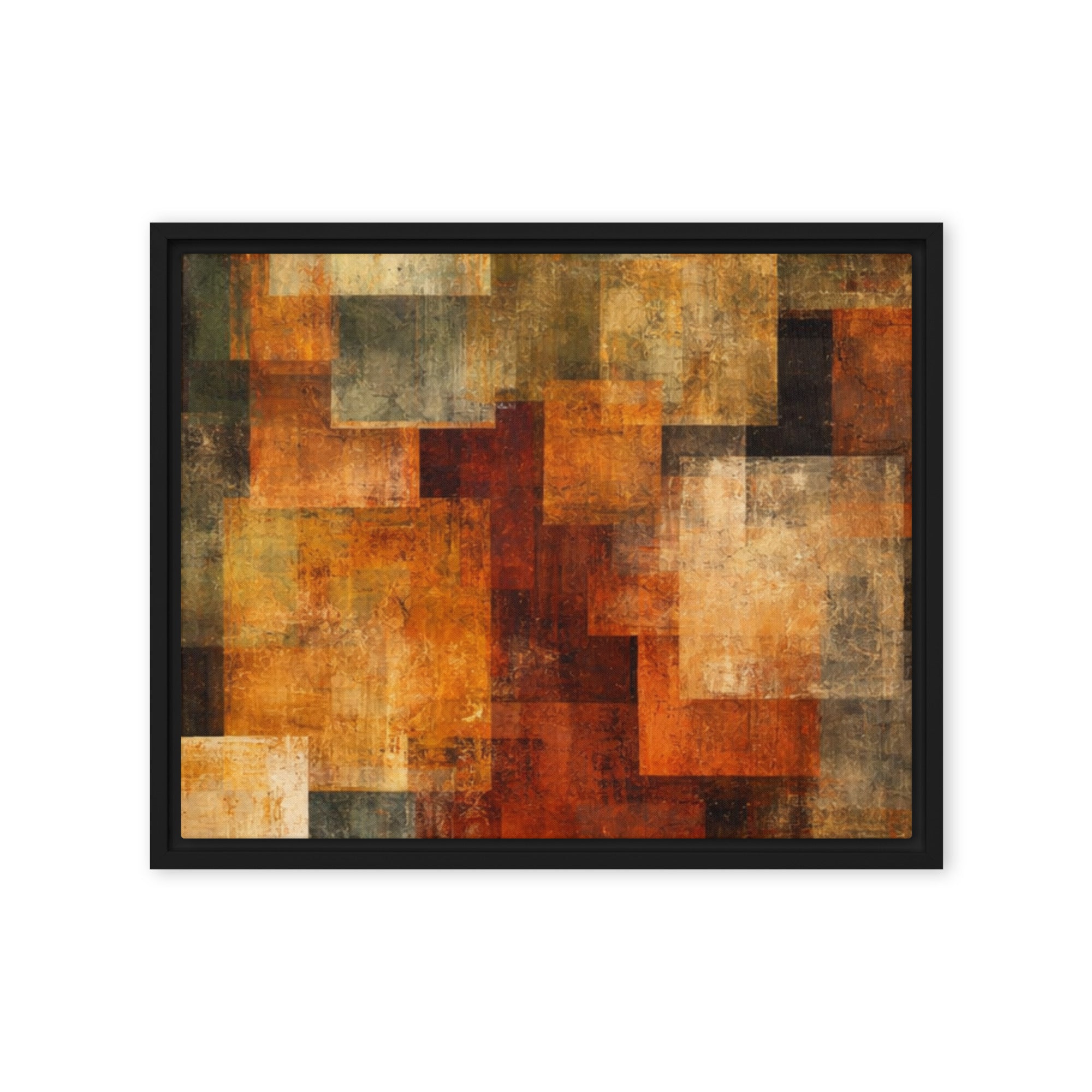 Harvest framed canvas print front-facing product image in brown frame, 20 x 28 inch large size