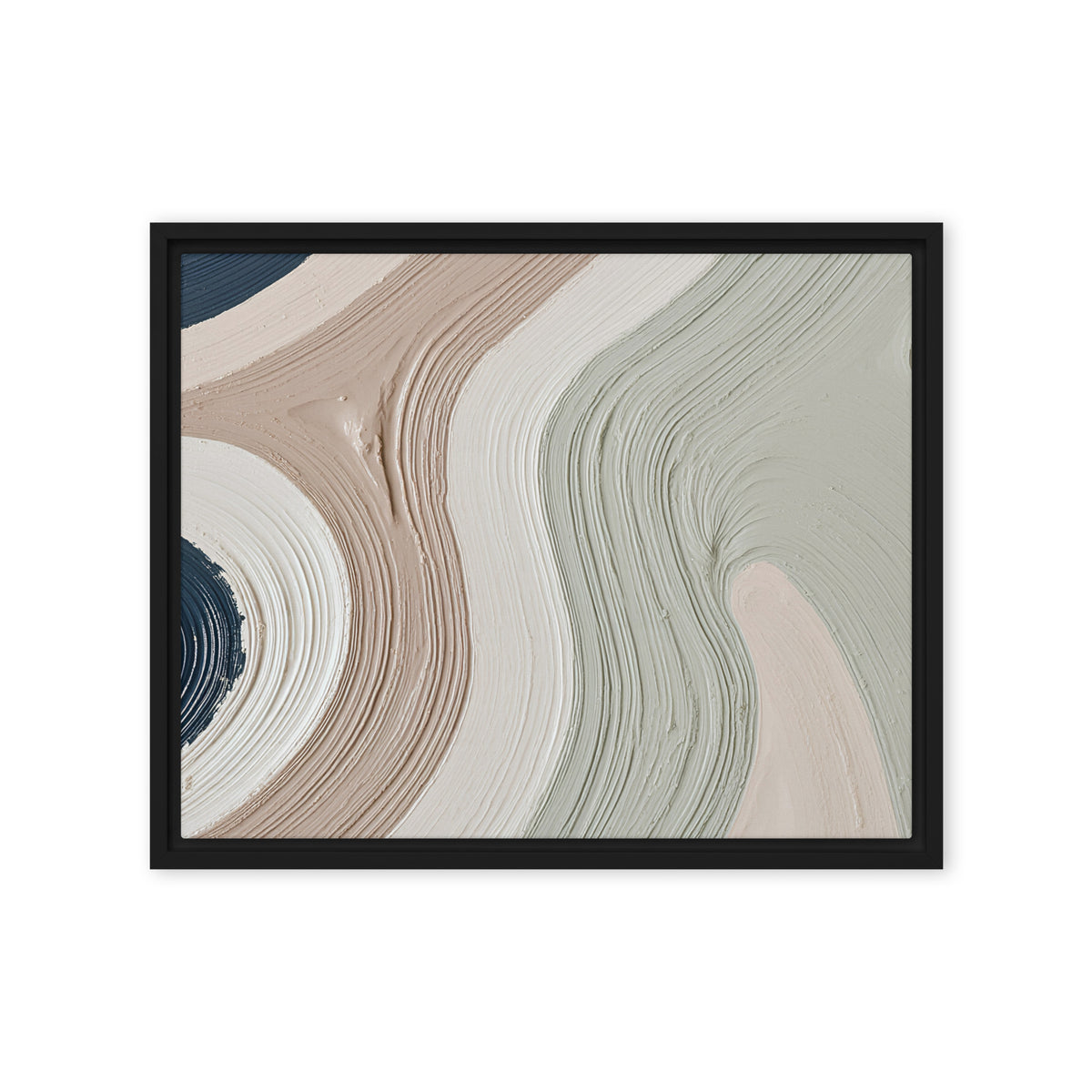 Talus framed canvas artwork with angular rock-like forms and deep charcoal contrasts, shown on white.