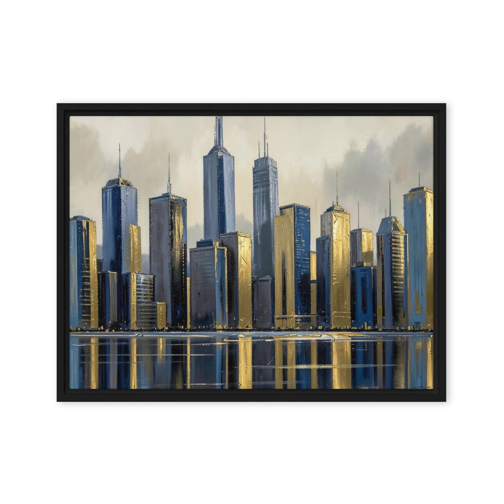 Lumina framed canvas skyline product image in brown frame, 18 x 24 inch large size