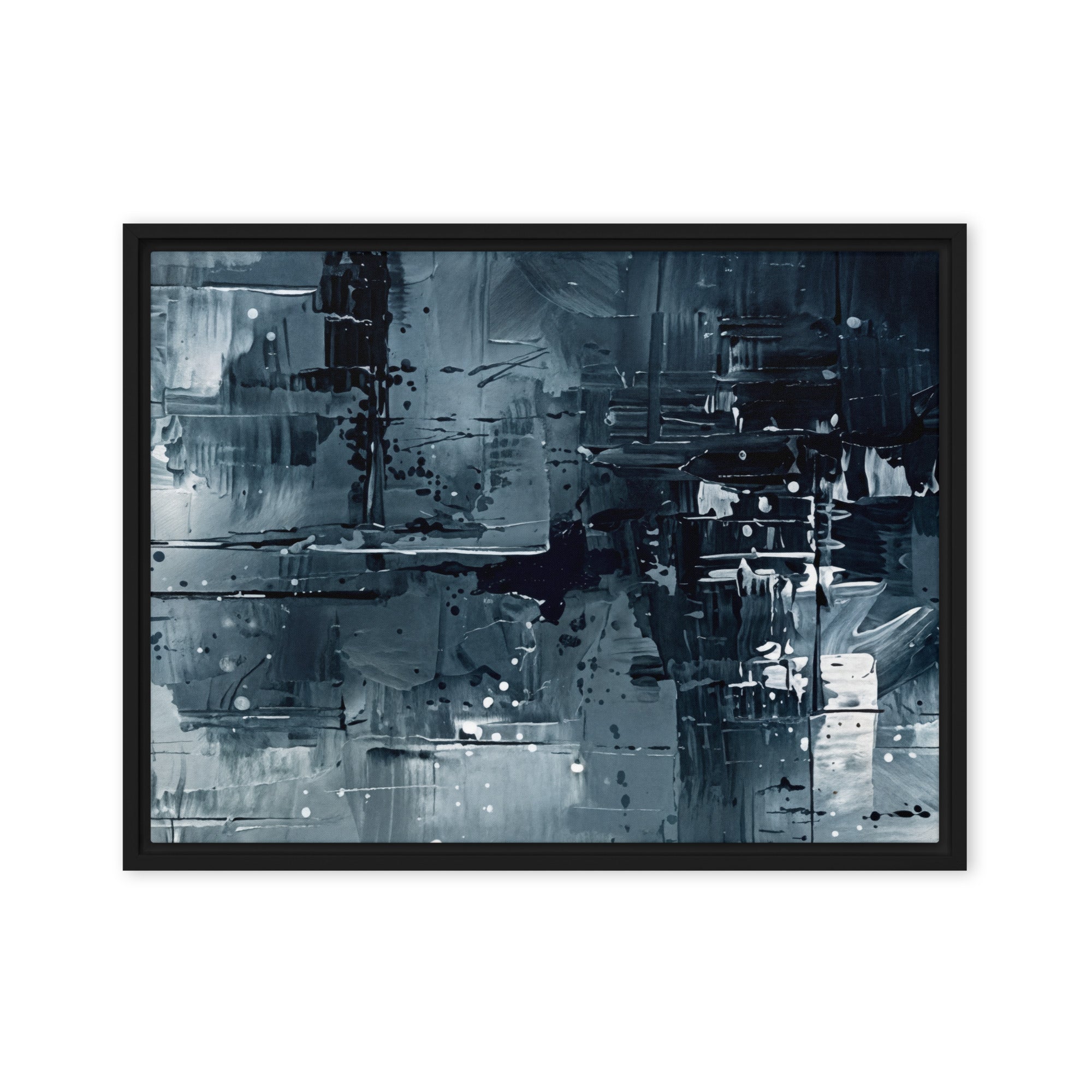 Amidst framed canvas print product mockup in brown frame, 24 x 32 inch large size