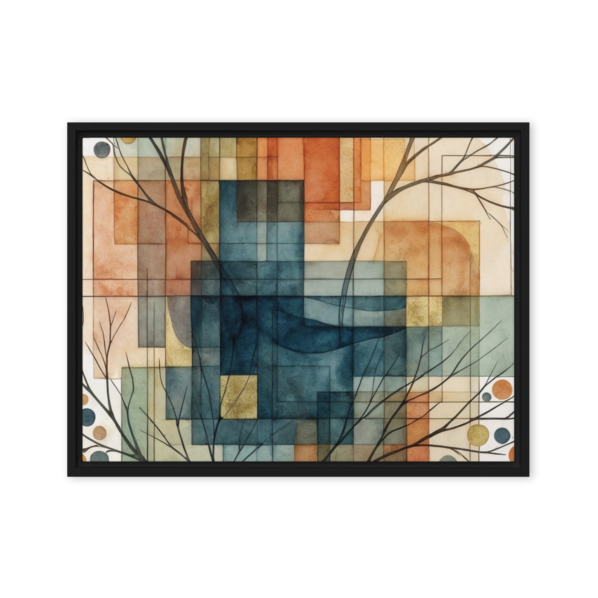 Always framed canvas urban product view in brown frame, 18 x 24 inch large size