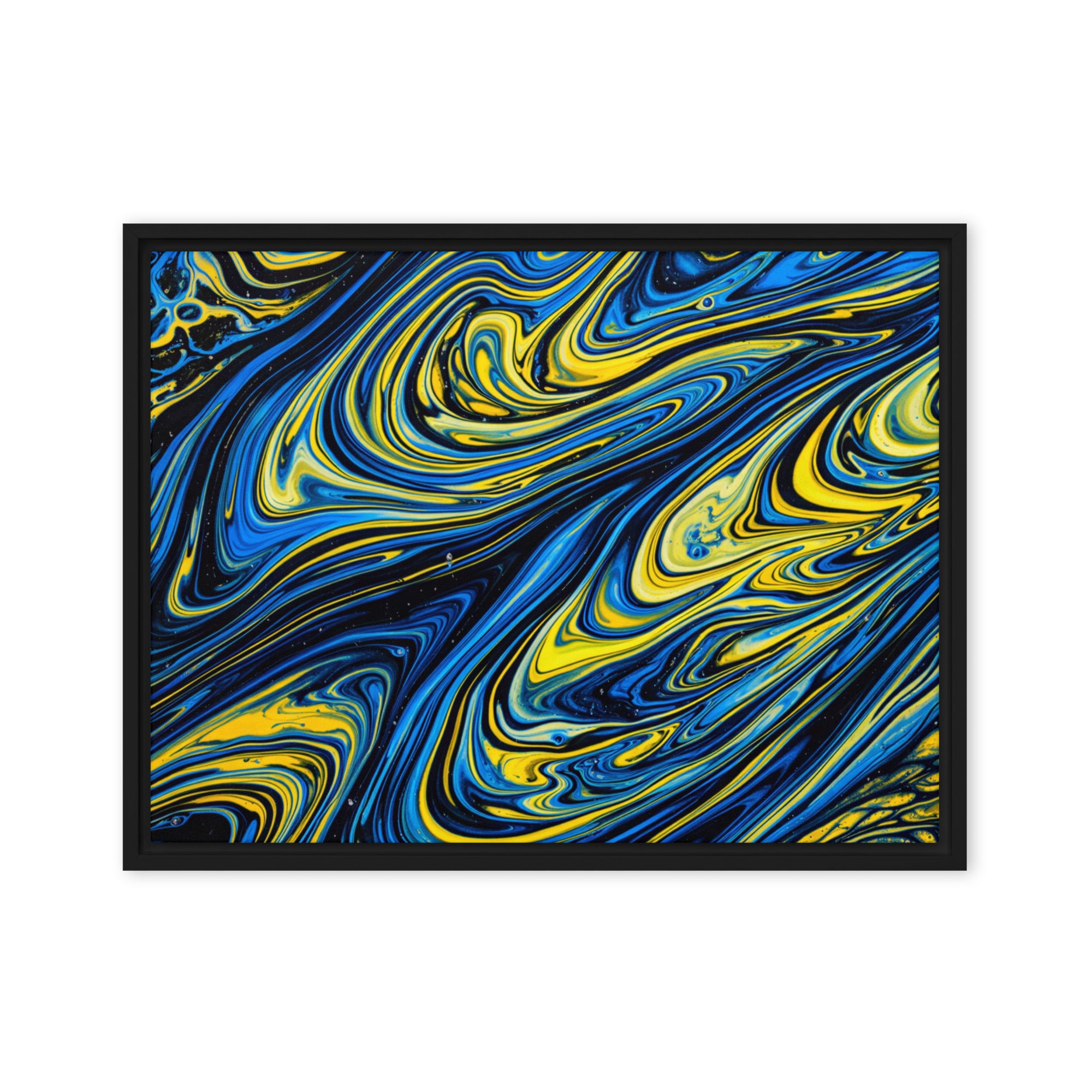 Coral framed canvas print product mockup in brown frame, 24 x 32 inch large size