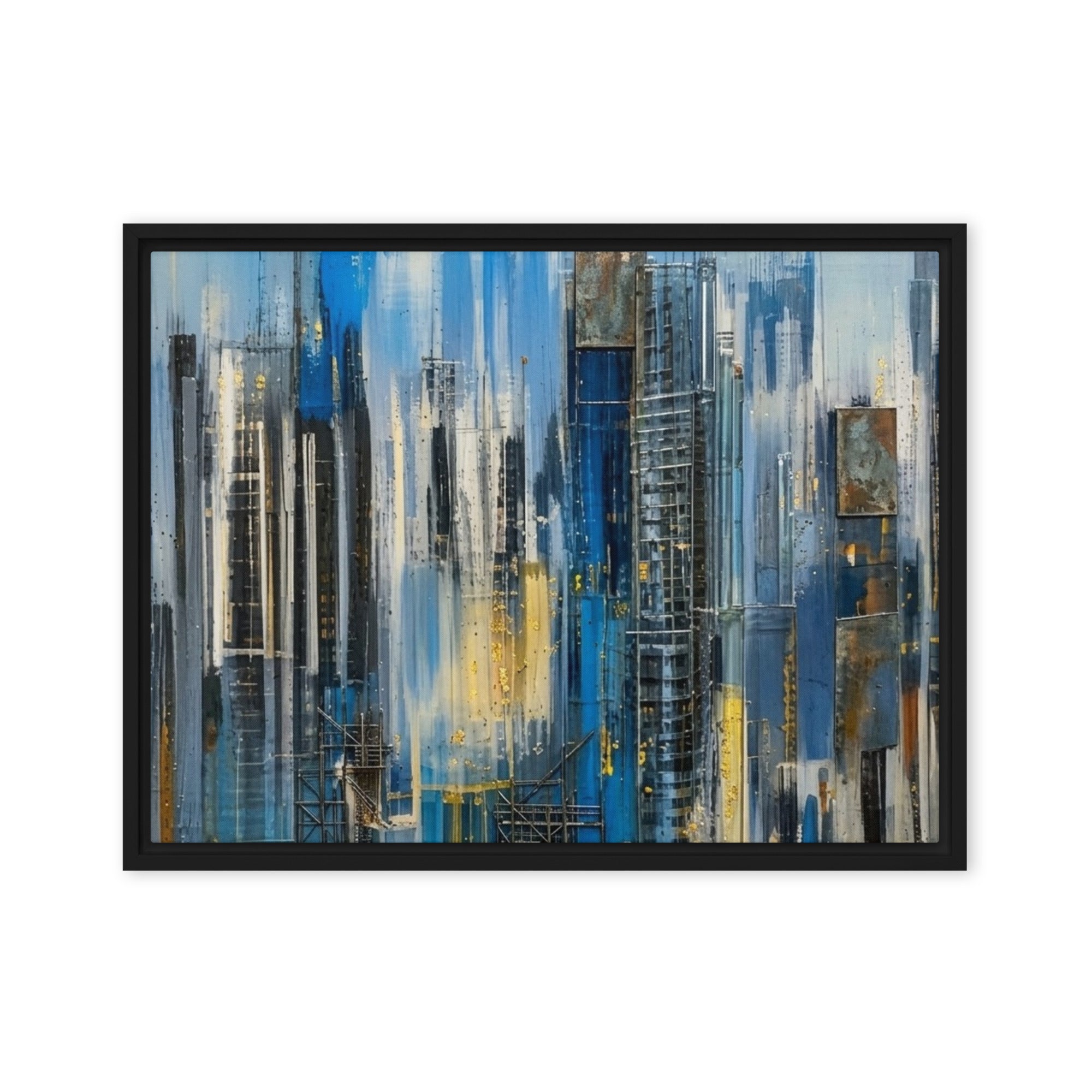 Facade framed canvas print product view in brown frame, 18 x 24 inch large size