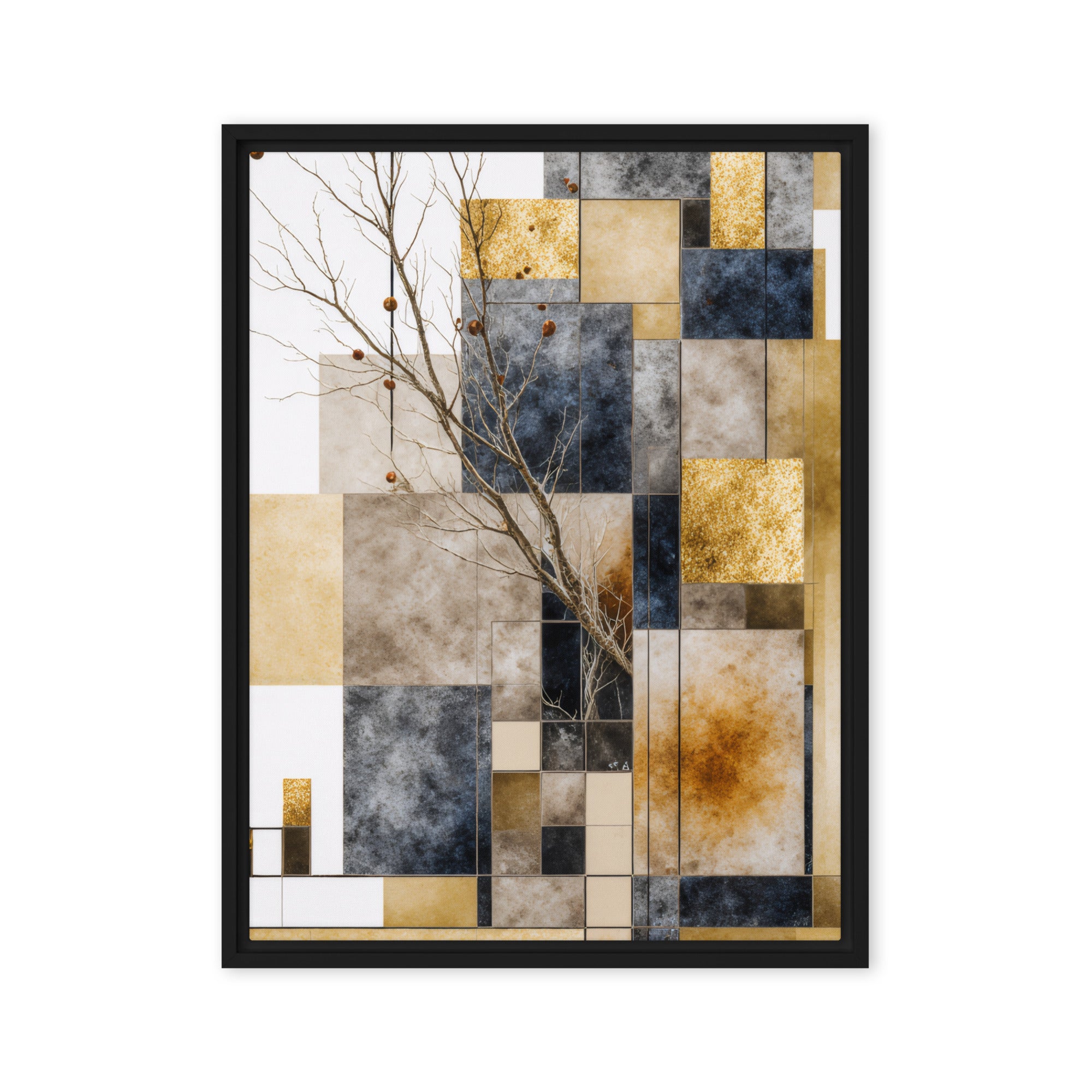 Scorie framed canvas print product mockup in brown frame, 20 x 28 inch large size