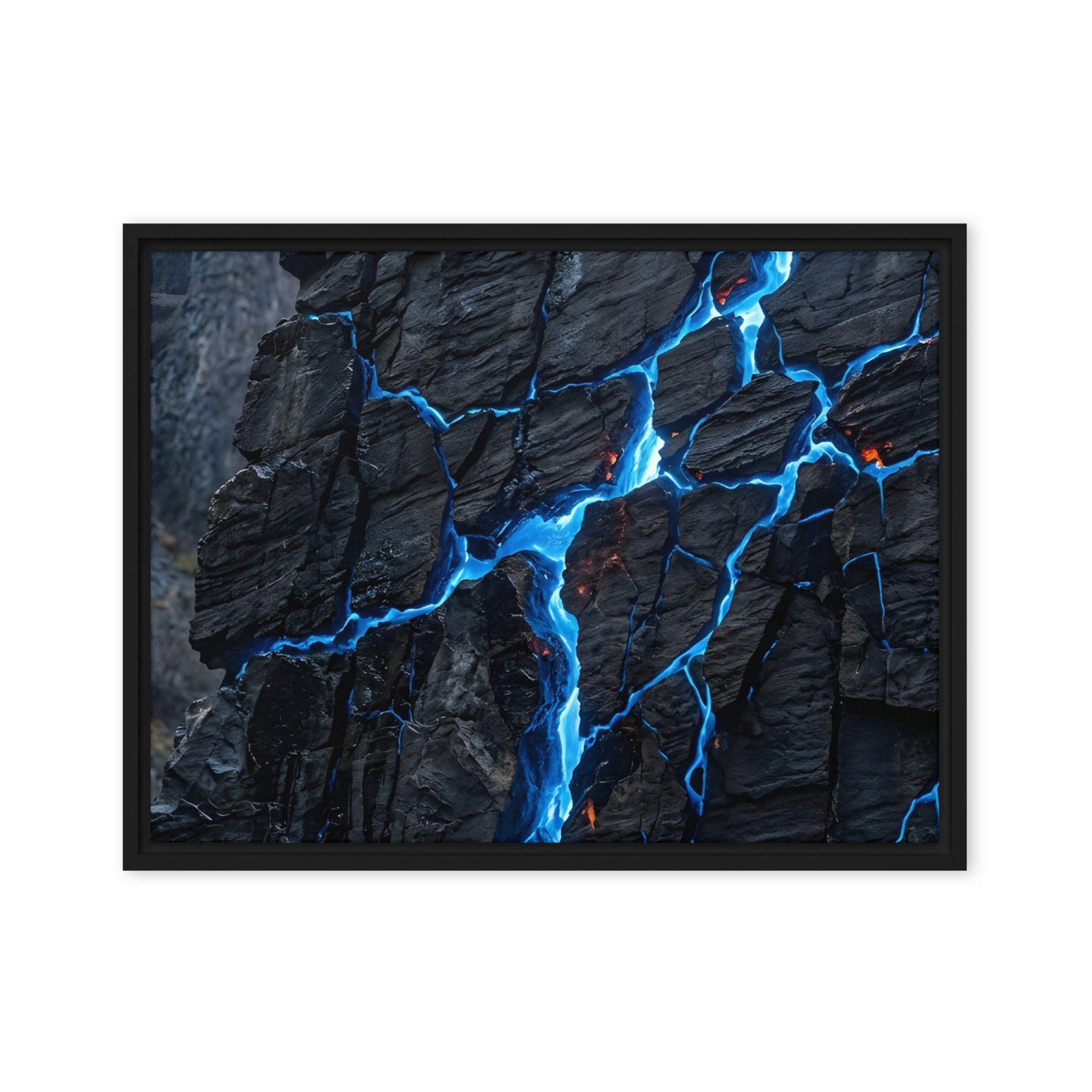 Xenolith framed canvas print product view in brown frame, 24 x 36 inch statement piece