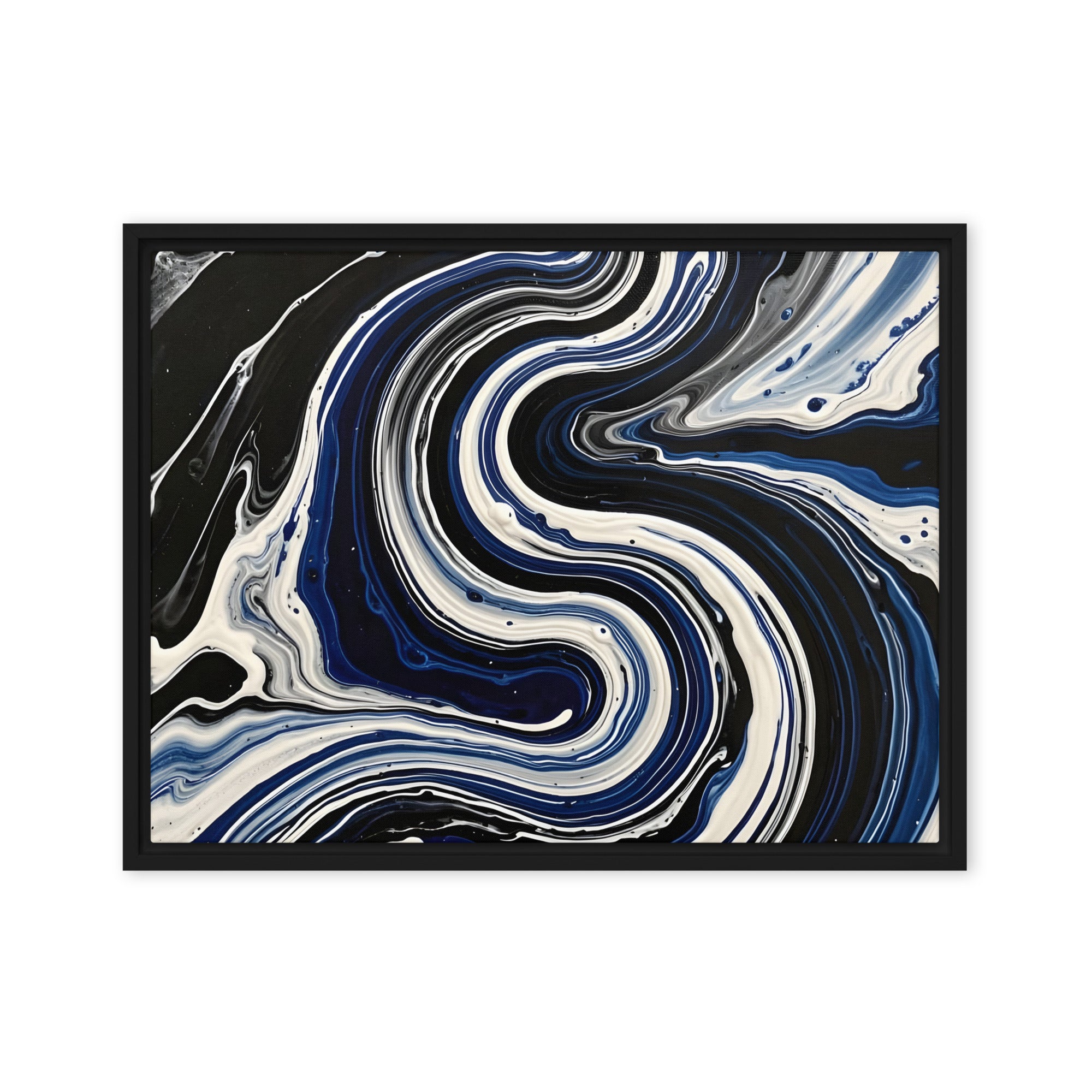 Midnight Surge framed canvas print product view in brown frame, 24 x 36 inch statement piece