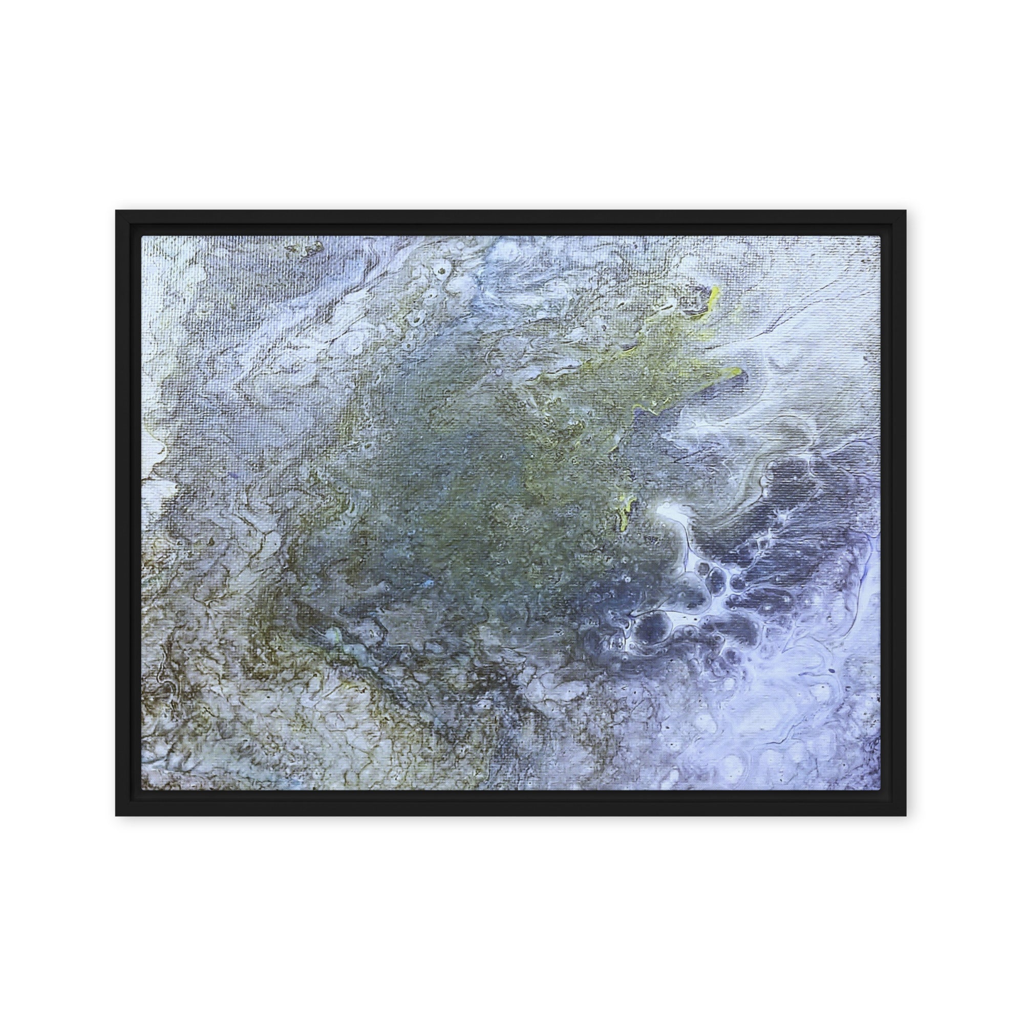 Shallows framed canvas studio series product mockup in brown frame, 24 x 32 inch large size