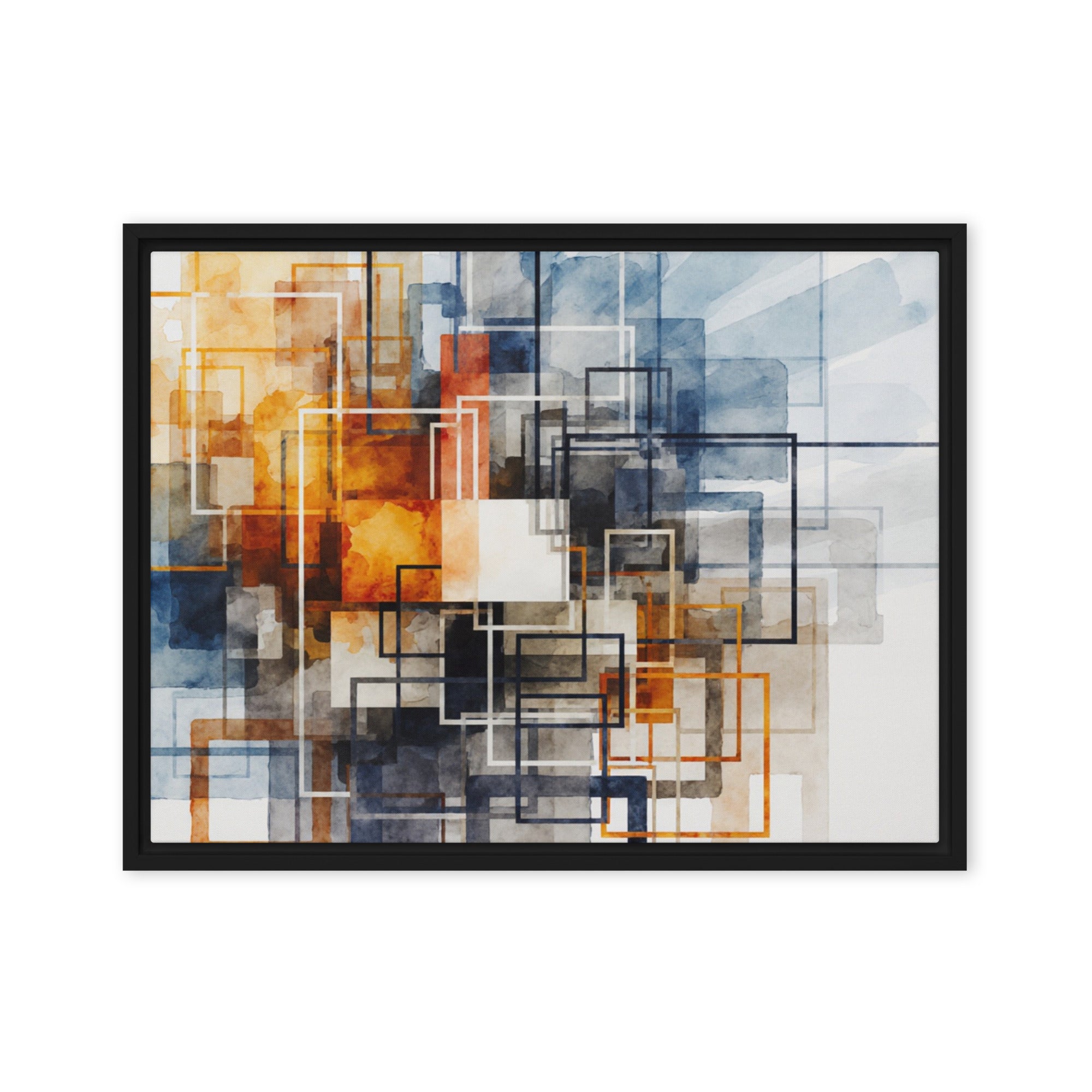 Tessera framed canvas print product mockup in brown frame, 24 x 32 inch large size