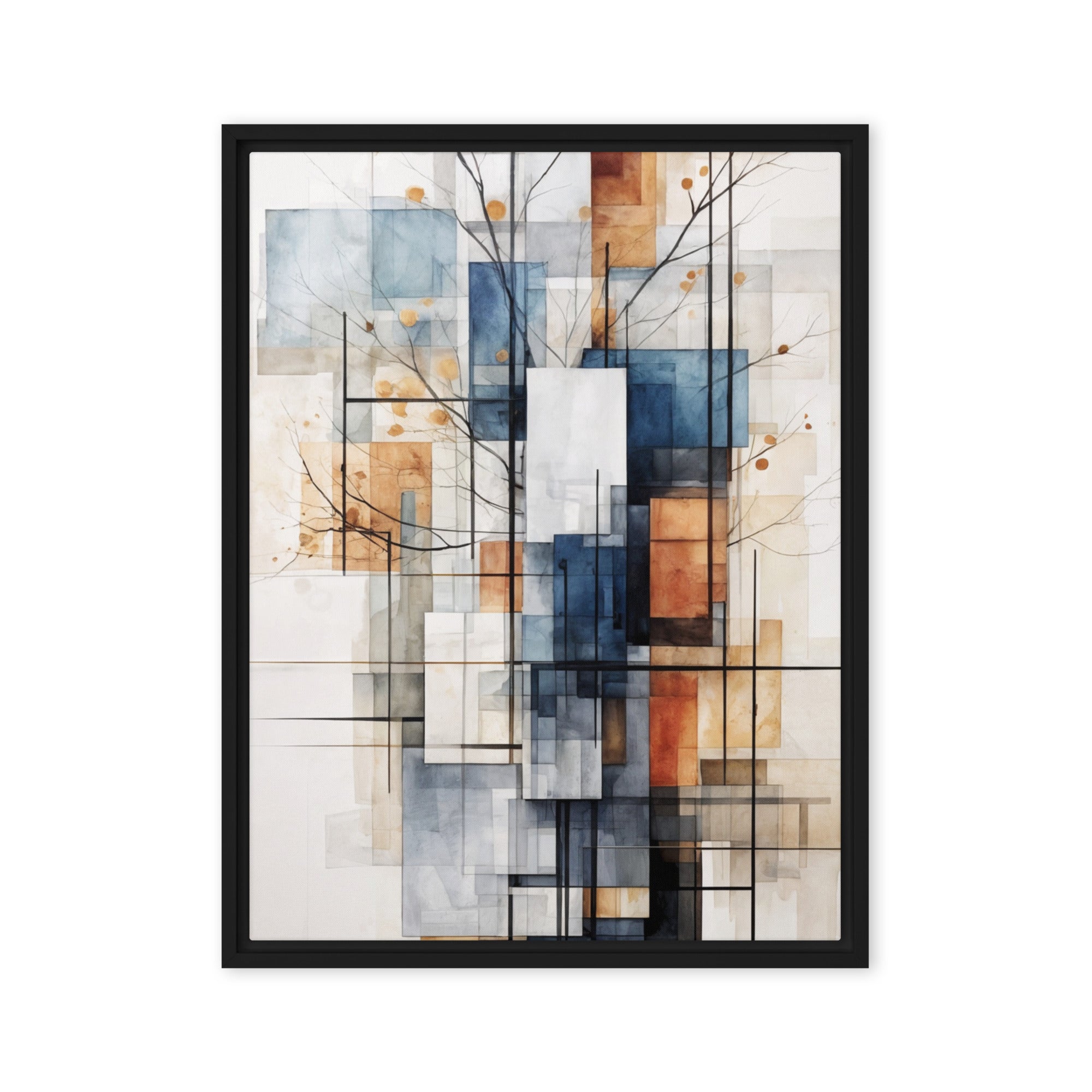 True framed canvas print product mockup in black frame, 24 x 32 inch large size