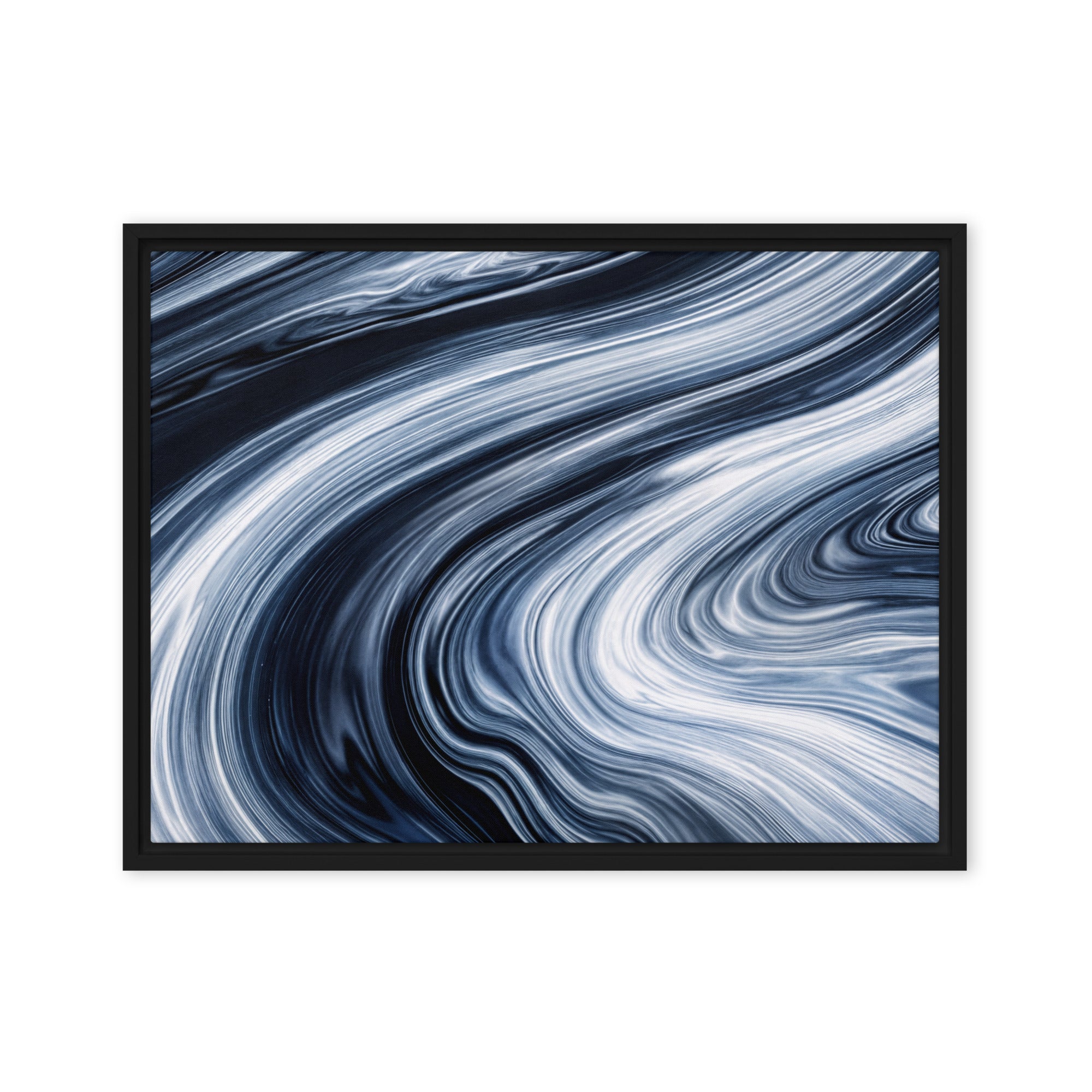 Vortex framed canvas print product mockup in brown frame, 24 x 32 inch large size