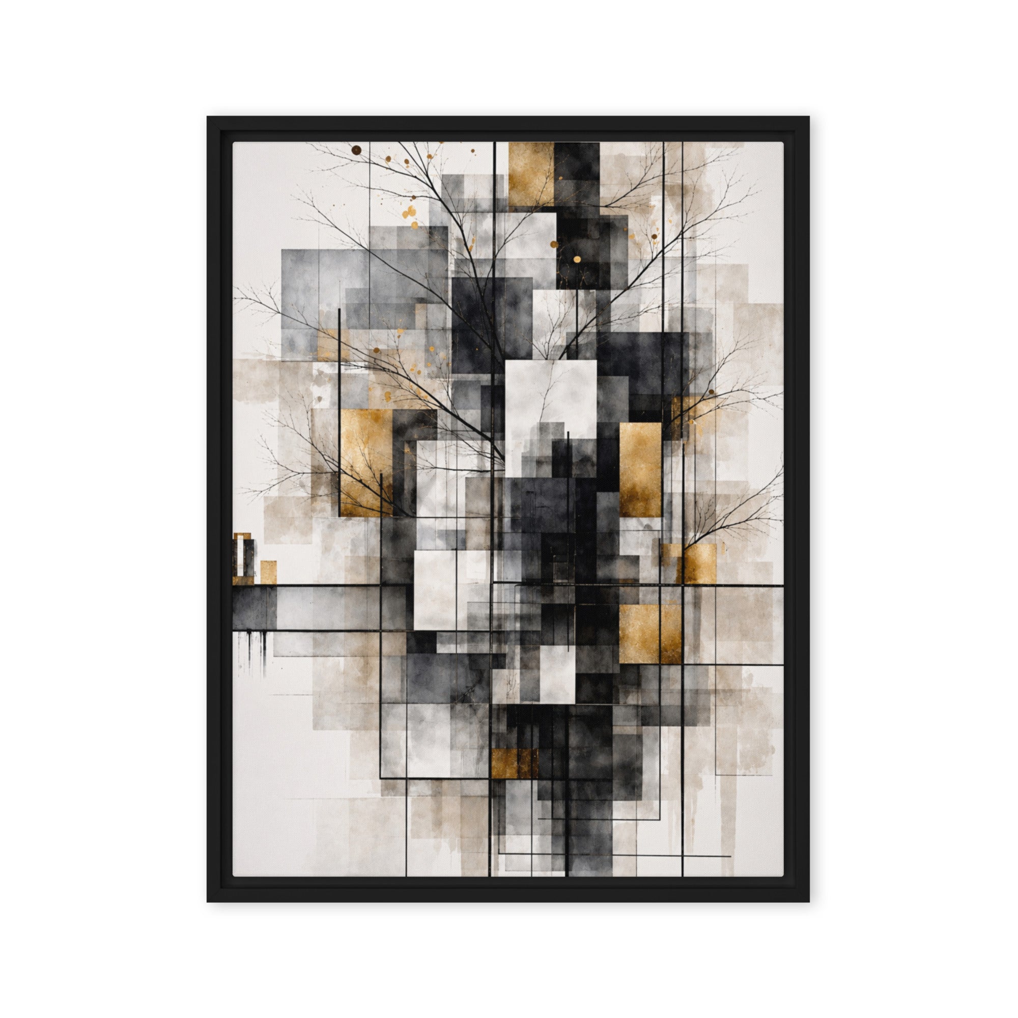 Avect framed canvas print product mockup in brown frame, 24 x 32 inch large size