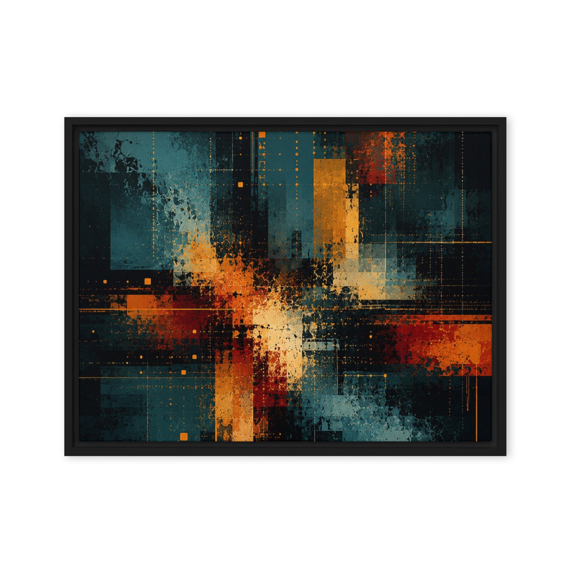 Axion framed canvas print product mockup in brown frame, 24 x 32 inch large size