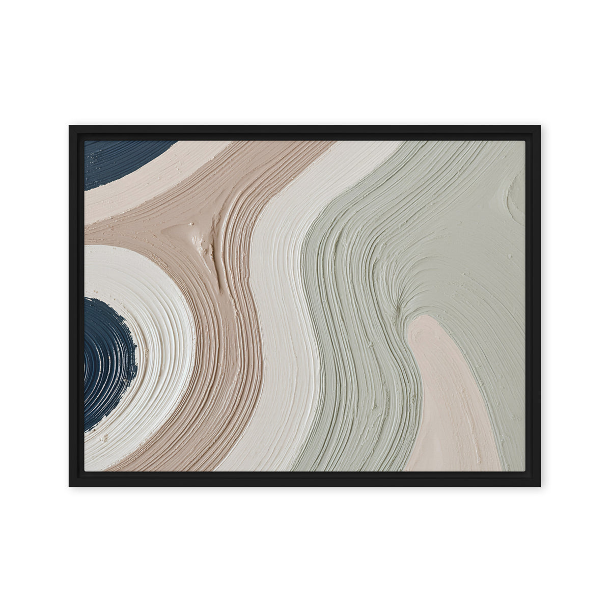 Talus framed canvas artwork with angular rock-like forms and deep charcoal contrasts, shown on white.