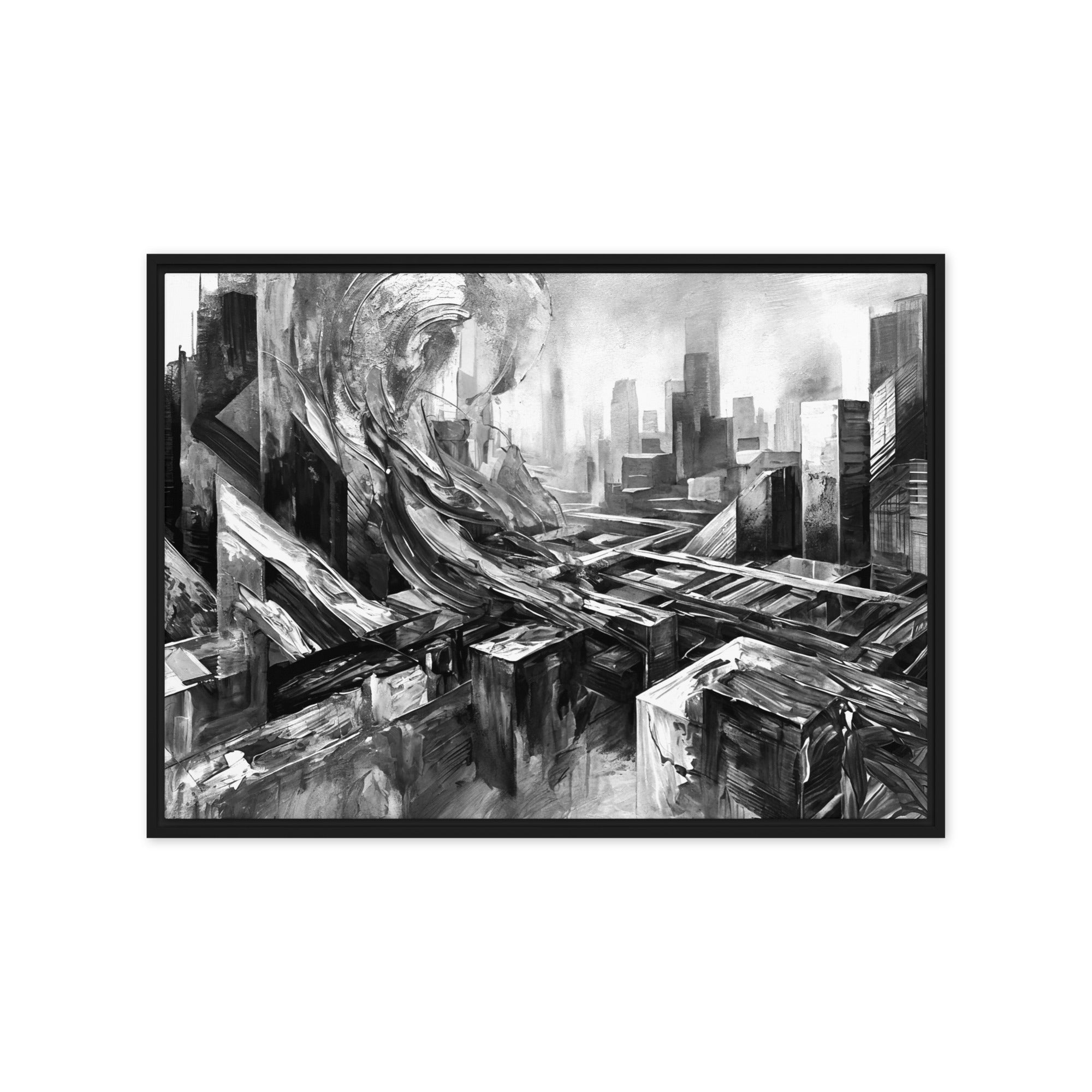 Attitudes framed canvas skyline wall art mb canvas image for product listing in brown frame, 20 x 30 inch large size