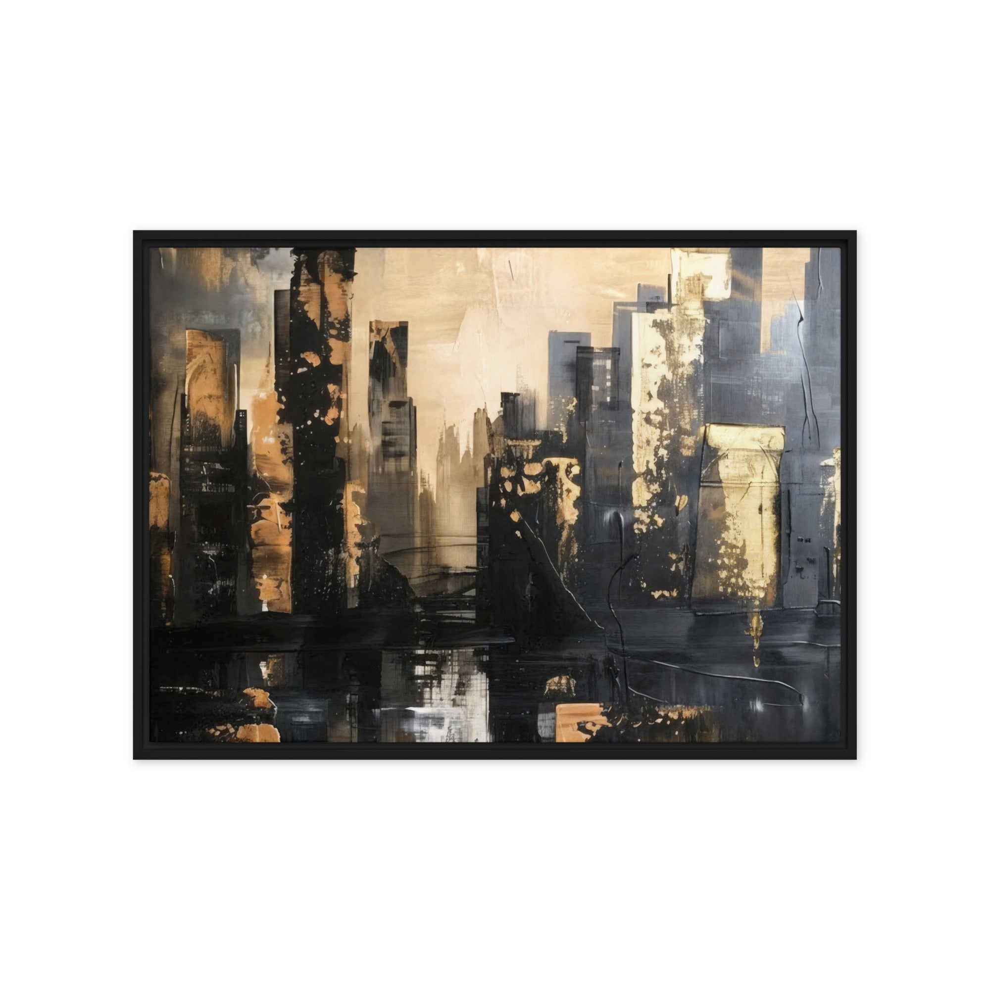 Sommet framed canvas skyline image for product listing in brown frame, 24 x 32 inch large size
