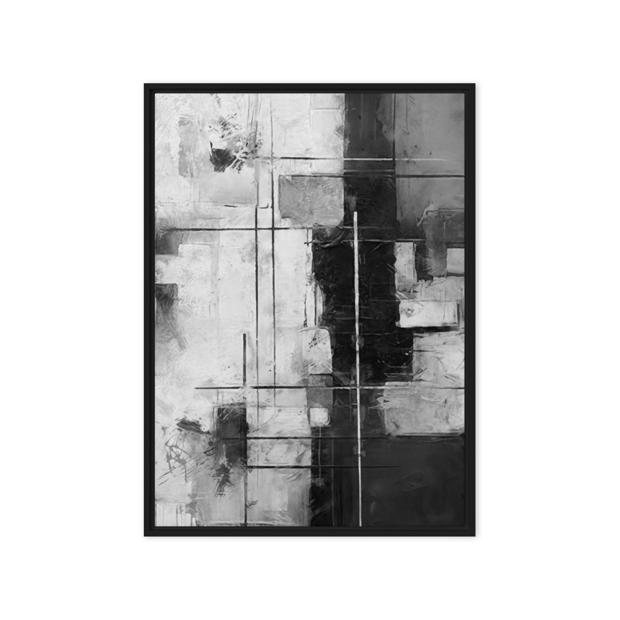 Beware framed canvas urban shown in front view in black frame, 12 x 18 inch universal size