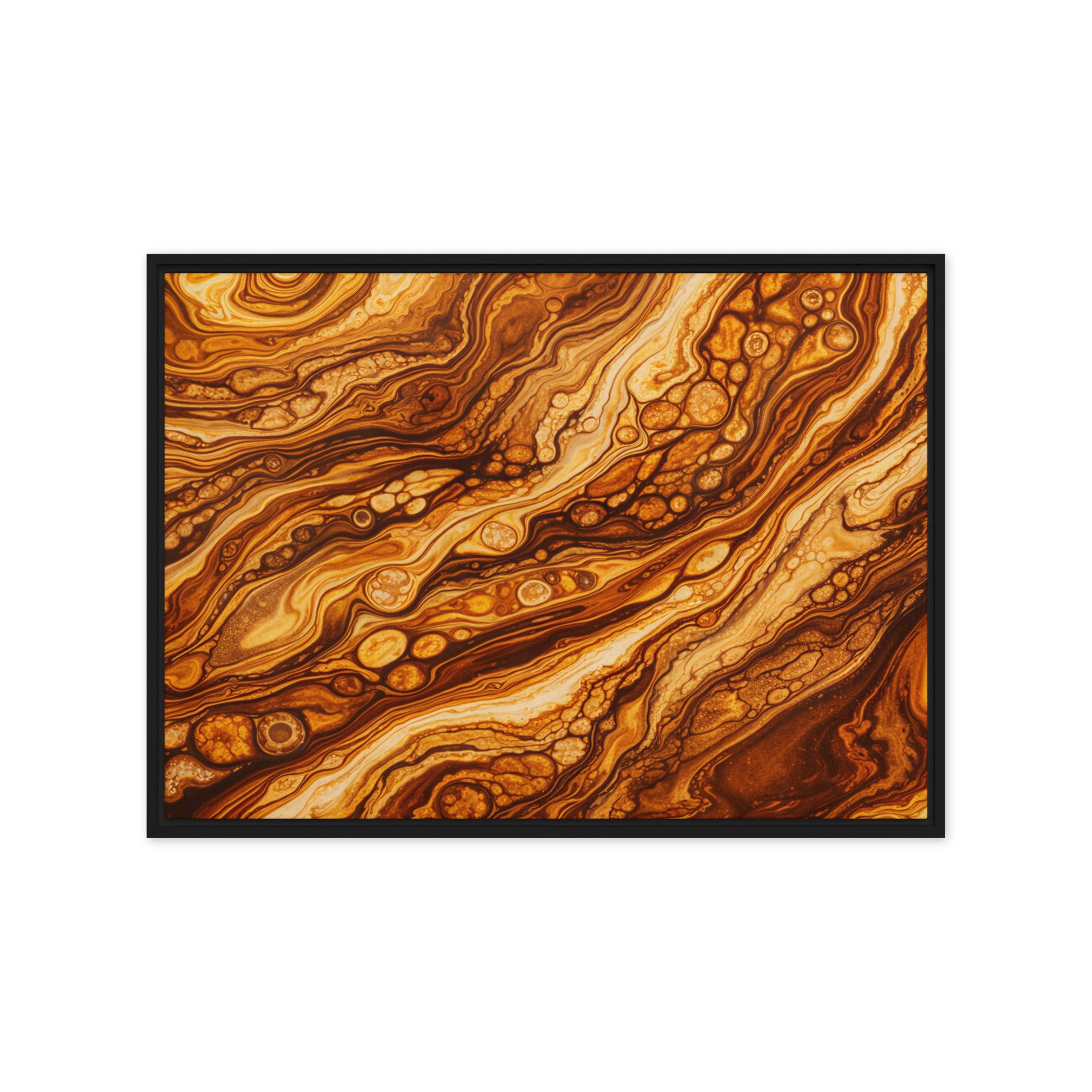 Molten Cells wall art product image as a framed canvas print in brown frame, 24 x 36 inch statement piece