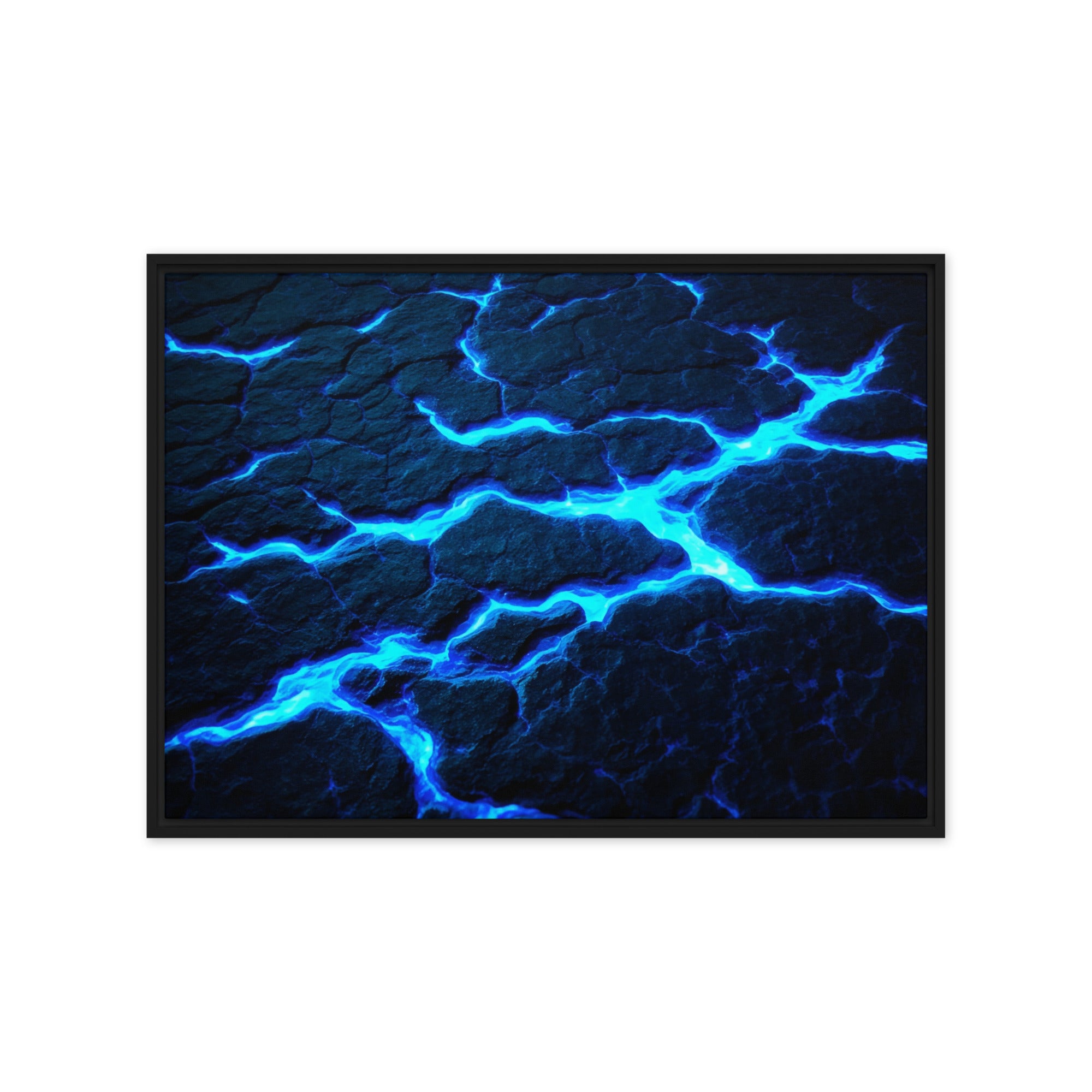 Dacite framed canvas print with product details shown in white frame, 9 x 12 inch universal size