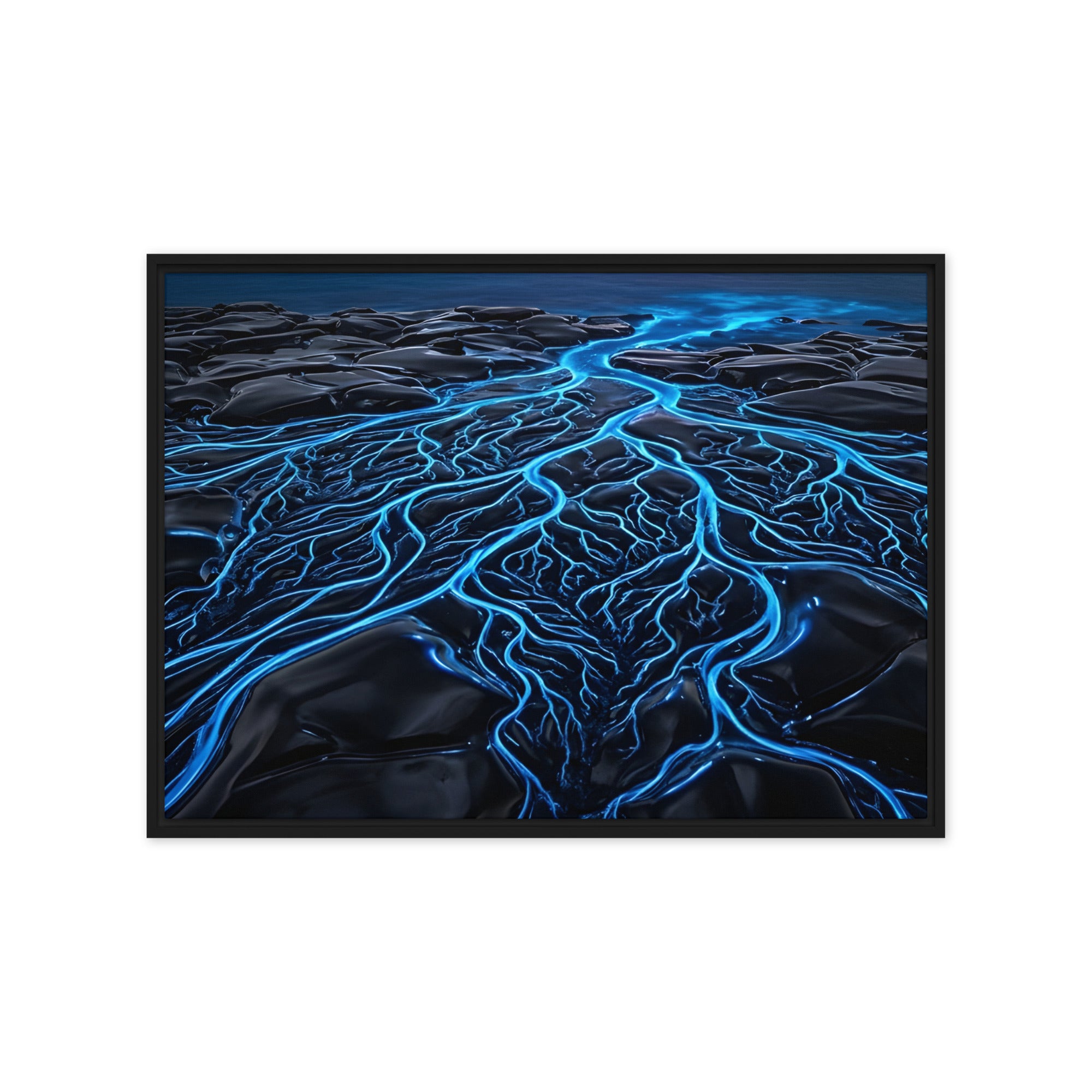 Caldera framed canvas print, front view in white frame, 11 x 14 inch universal size