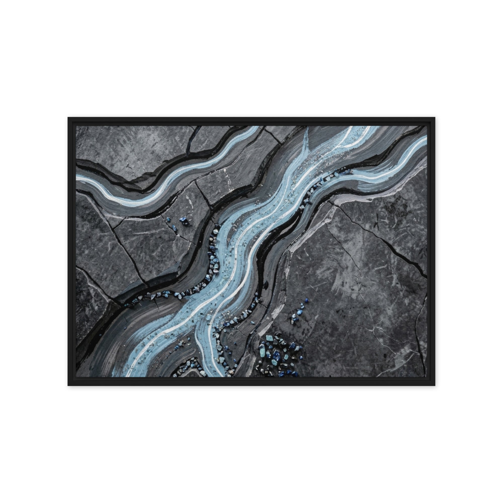 Viscosity framed canvas print product image in white frame, 12 x 12 inch universal size