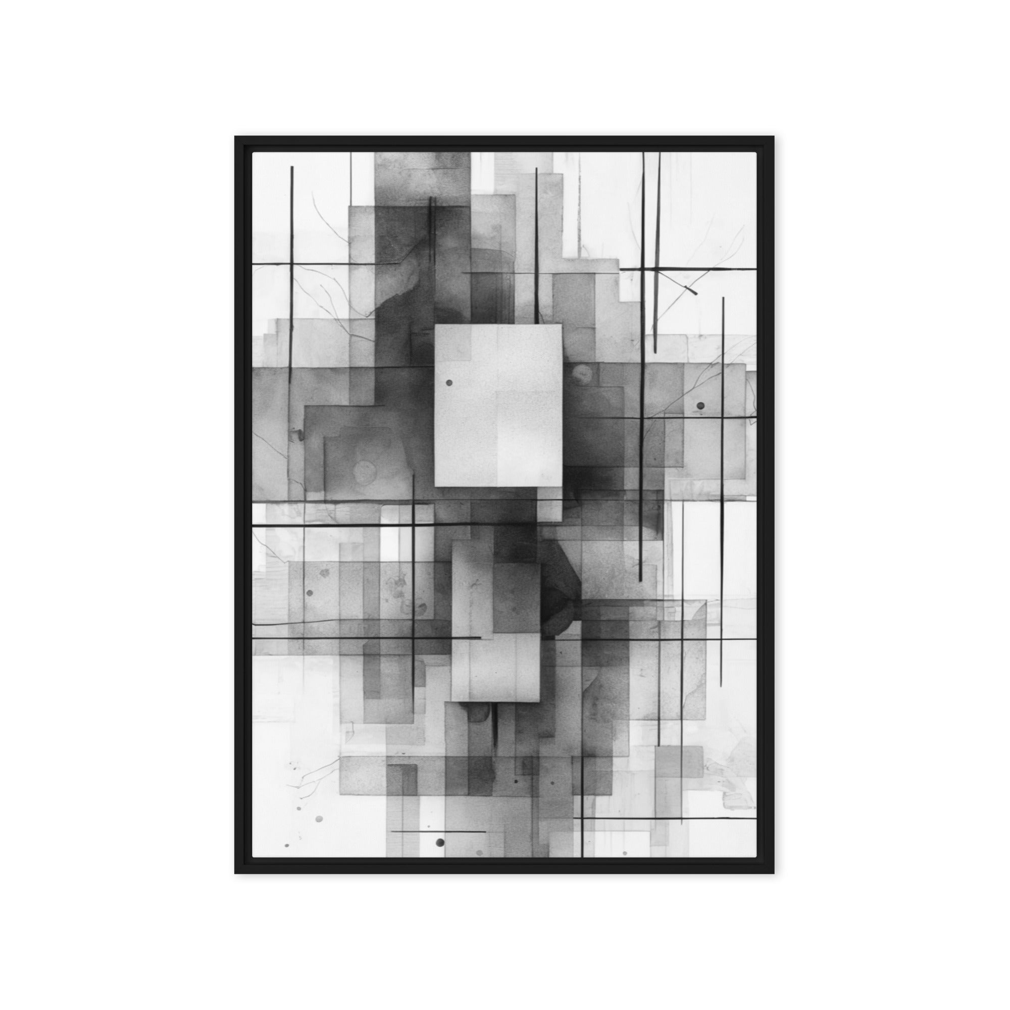 Late framed canvas print with product details shown in brown frame, 20 x 28 inch large size