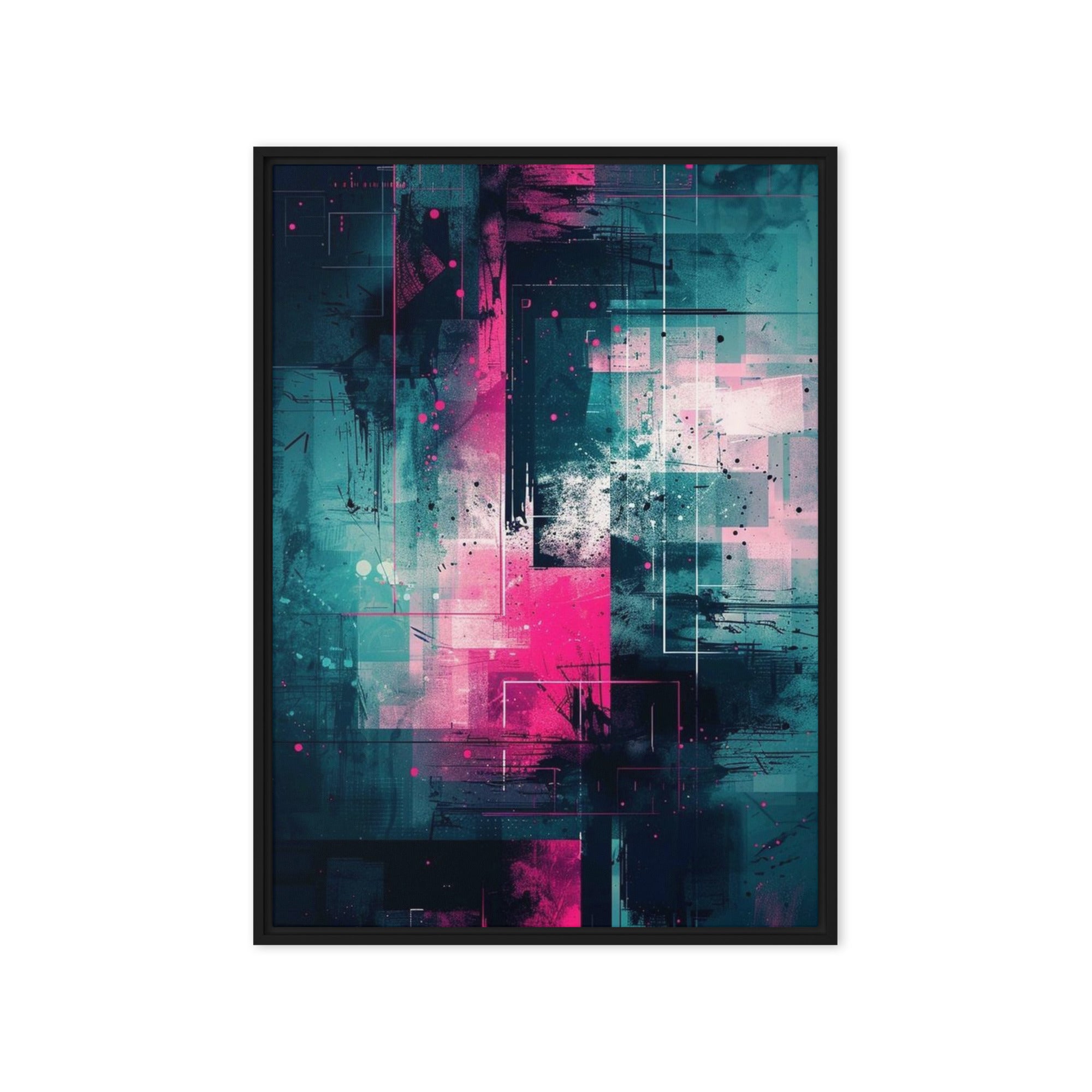 Neona wall art product image as a framed canvas print in brown frame, 24 x 36 inch statement piece