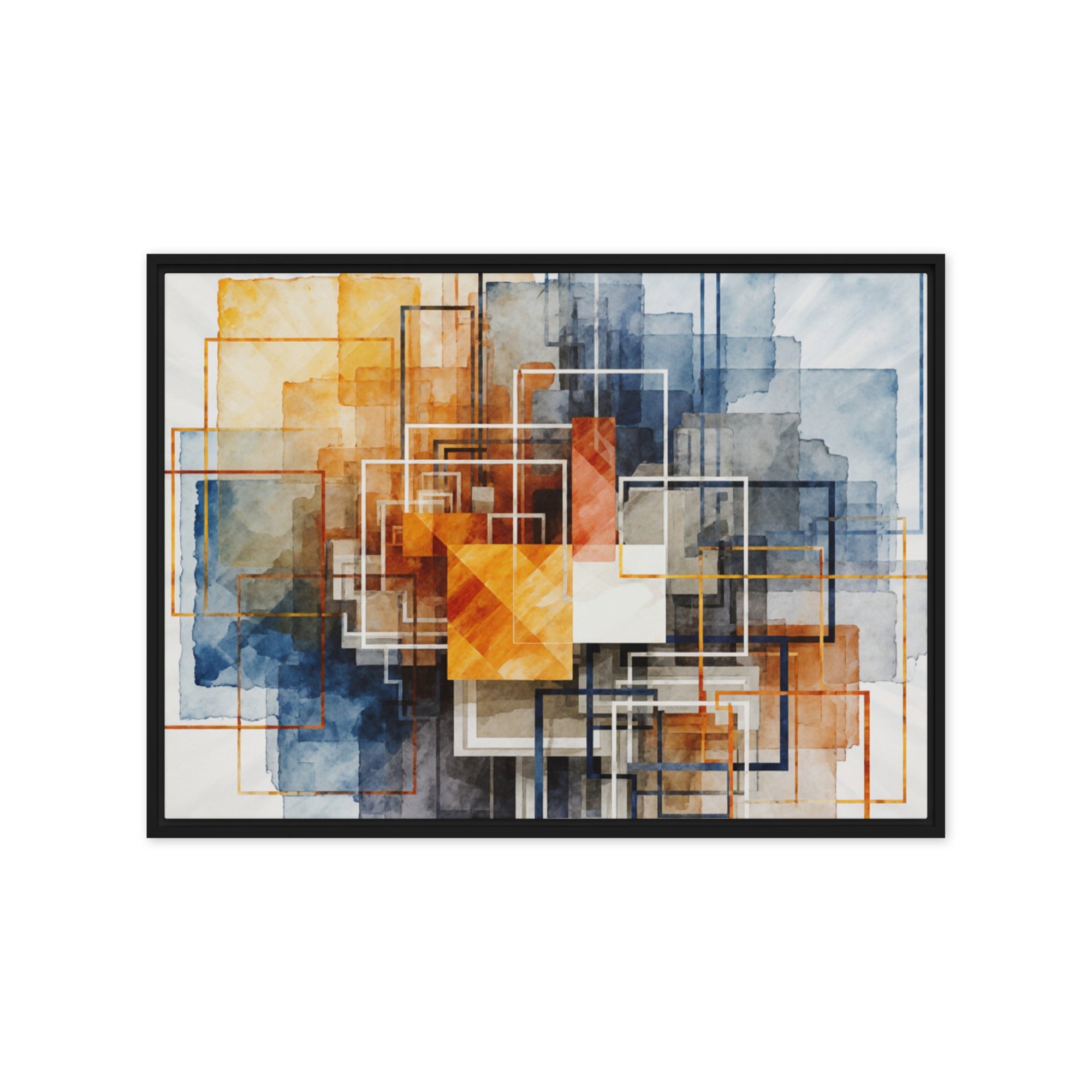 Reticle framed canvas print with product details shown in white frame, 9 x 12 inch universal size