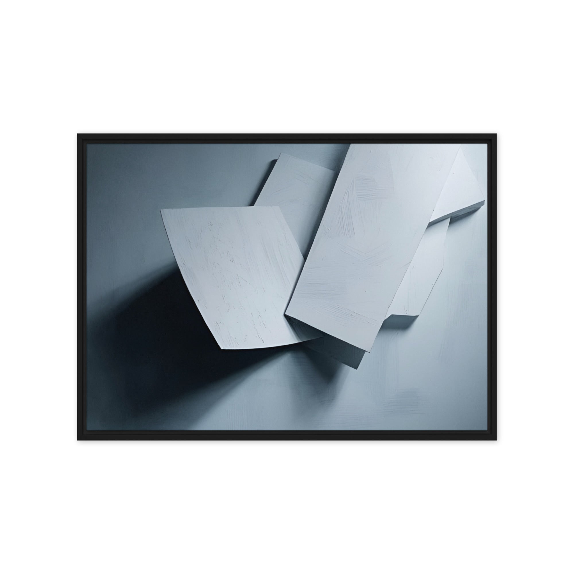 Silhouette framed canvas print, front view in white frame, 11 x 14 inch universal size