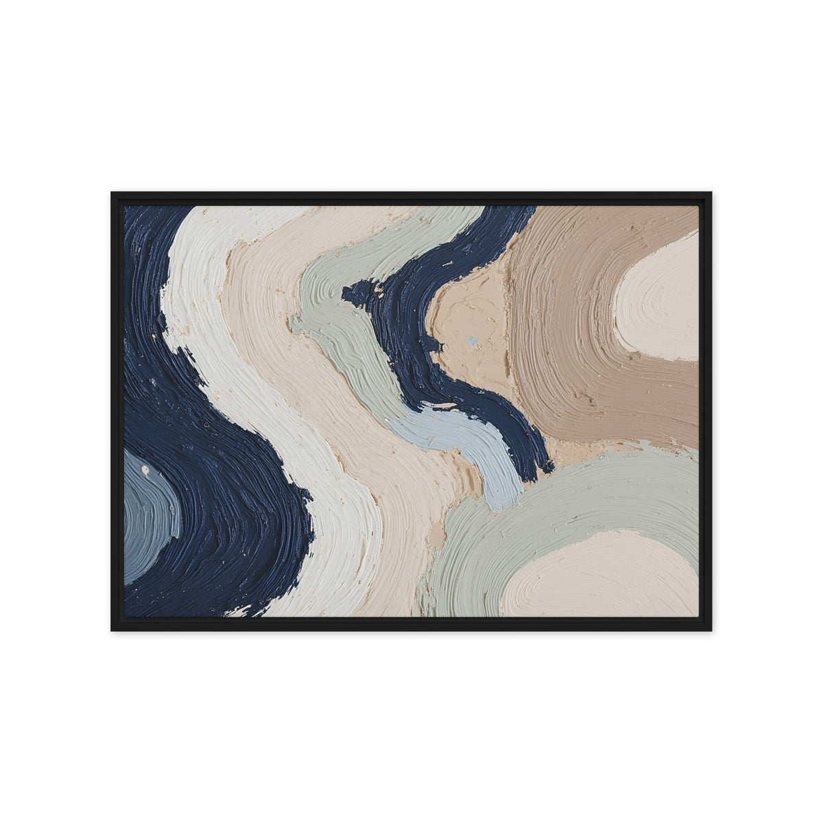 Marl framed canvas artwork with pale stone and soft clay tones with subtle visual texture, shown on white.