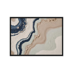 Striata framed canvas artwork with rhythmic bands of mineral color and sediment-like layers, shown on white.