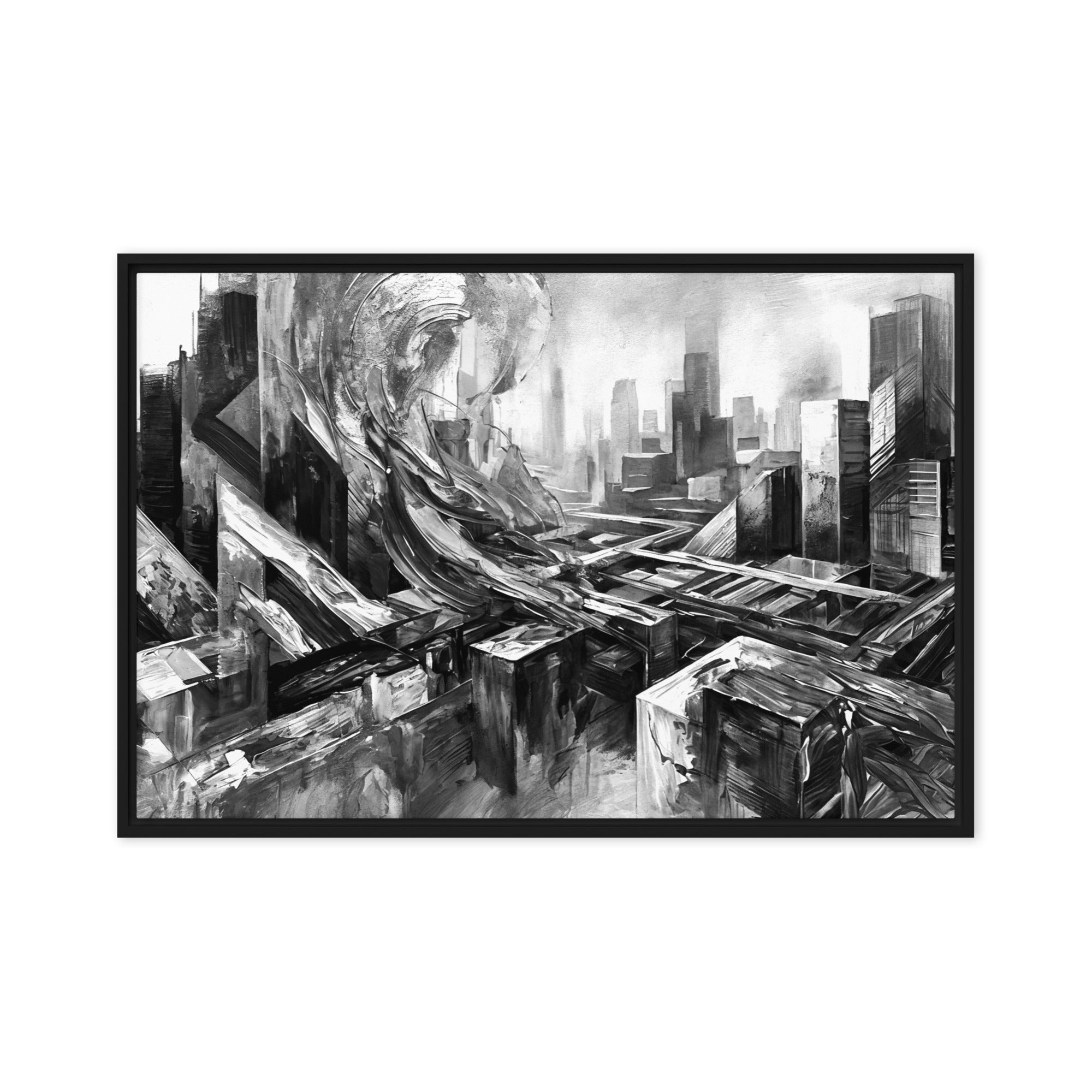 Attitudes framed canvas skyline wall art mb canvas product image in white frame, 20 x 28 inch large size