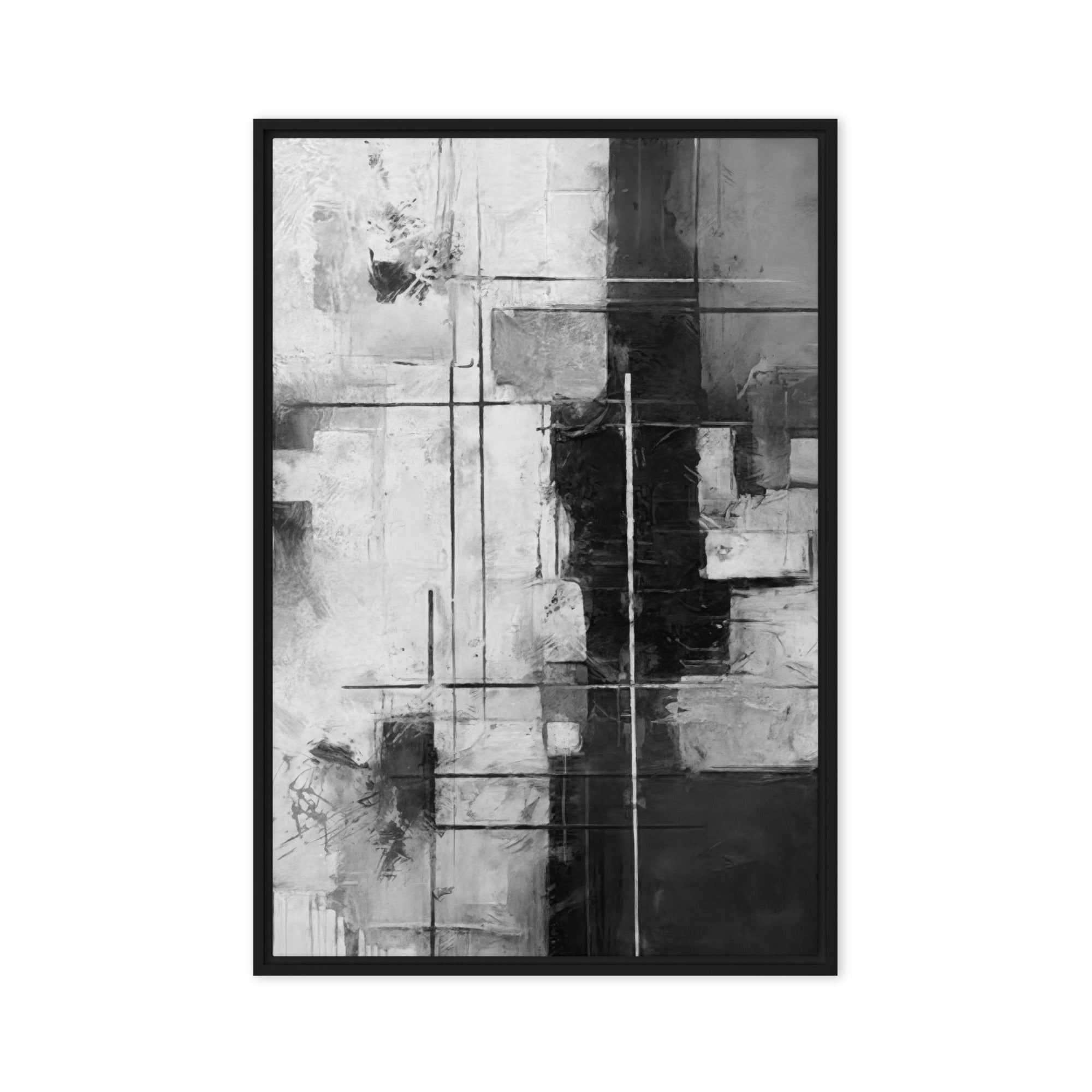 Beware framed canvas urban wall display image in black frame, 24 x 32 inch large size