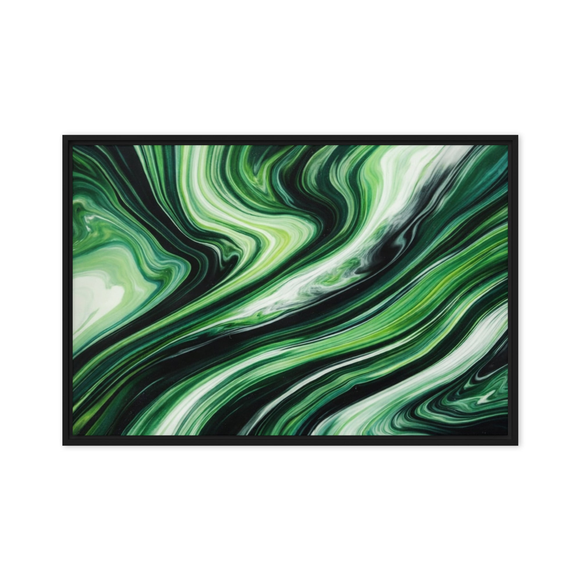 Verdant framed canvas print, front view in white frame, 12 x 16 inch universal size