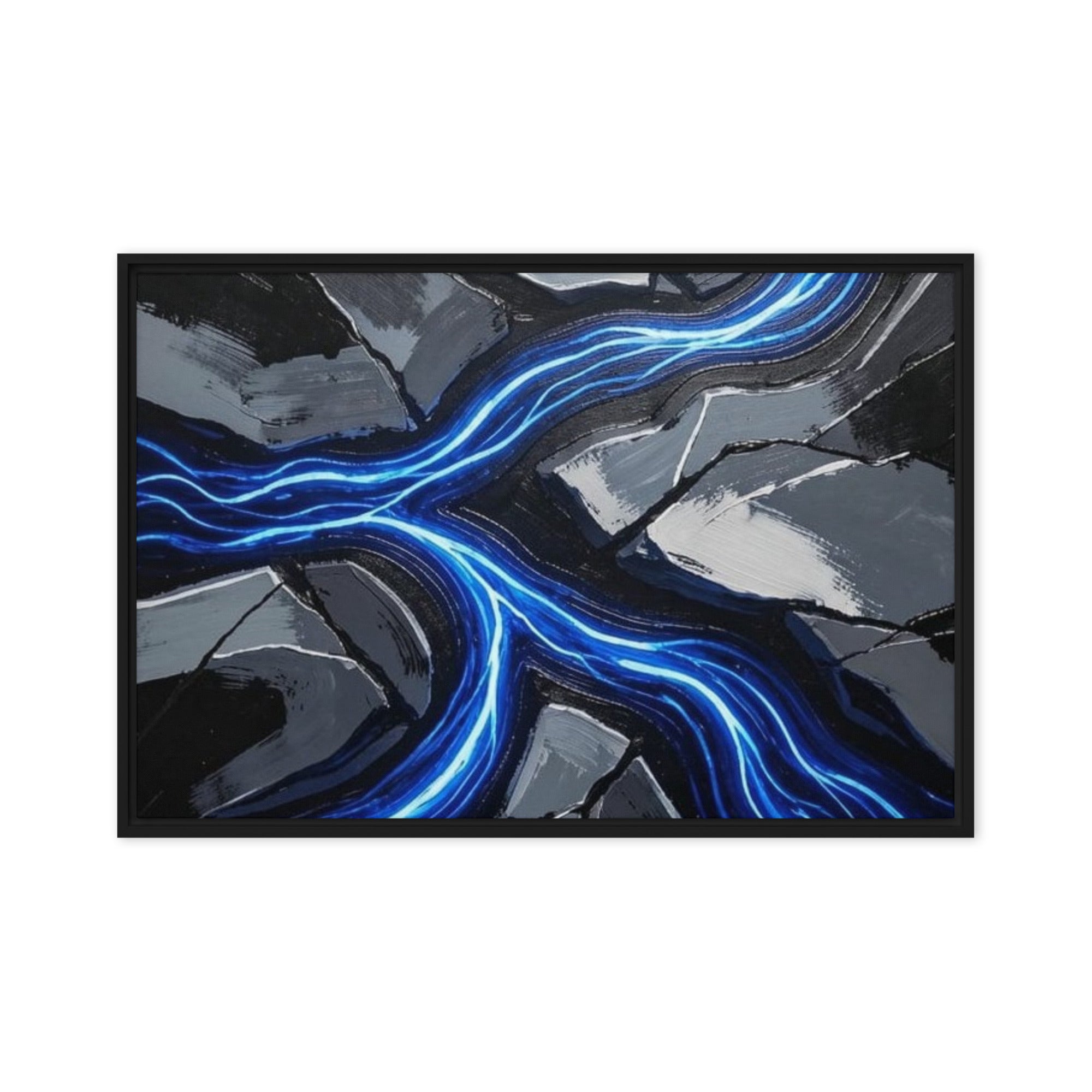 Viscous framed canvas print front-facing product image in white frame, 16 x 16 inch universal size