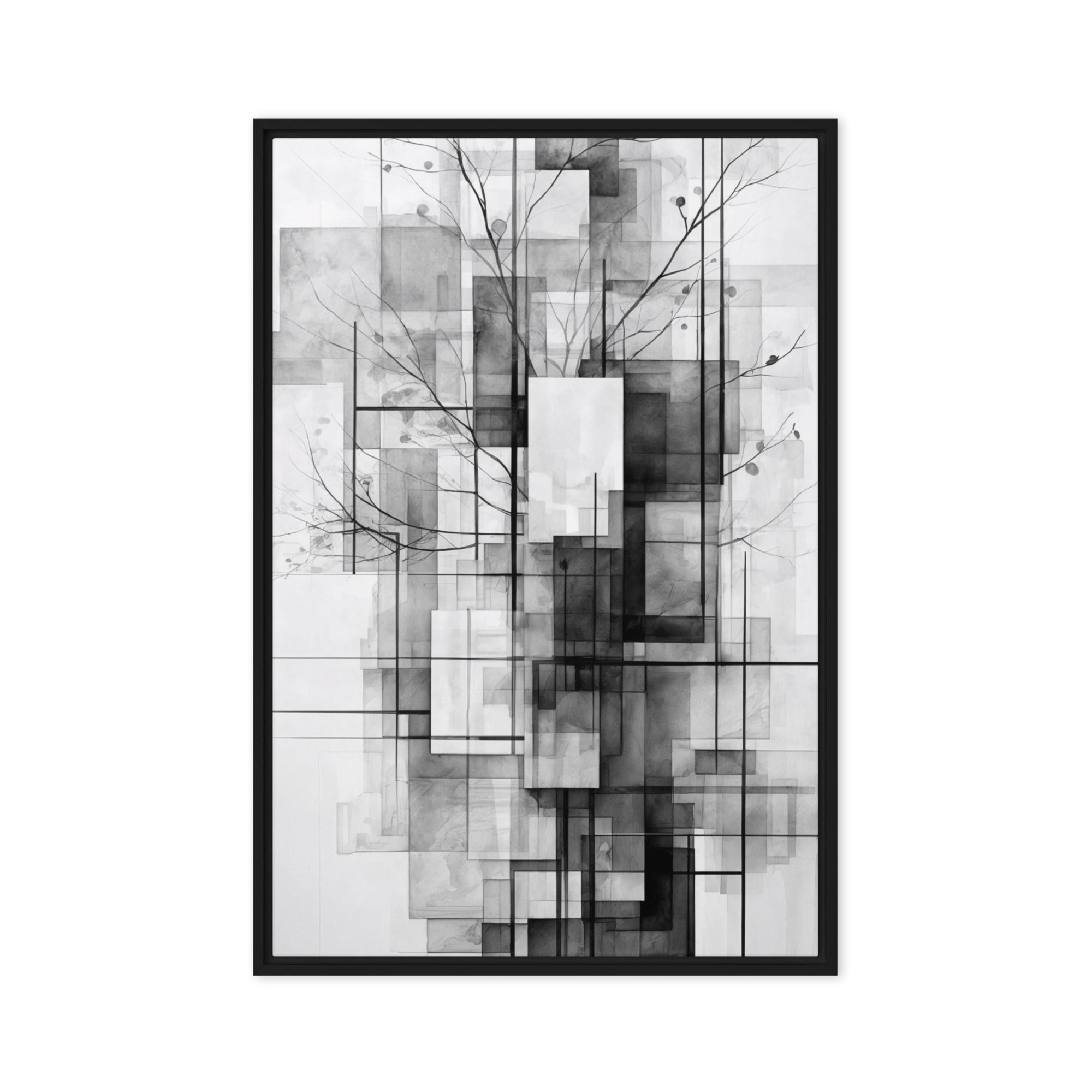 False framed canvas print product mockup in black frame, 20 x 30 inch large size