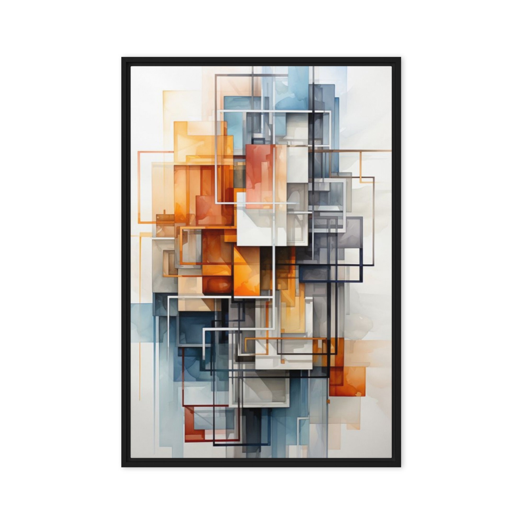 Lattice framed canvas print product mockup in brown frame, 20 x 30 inch large size