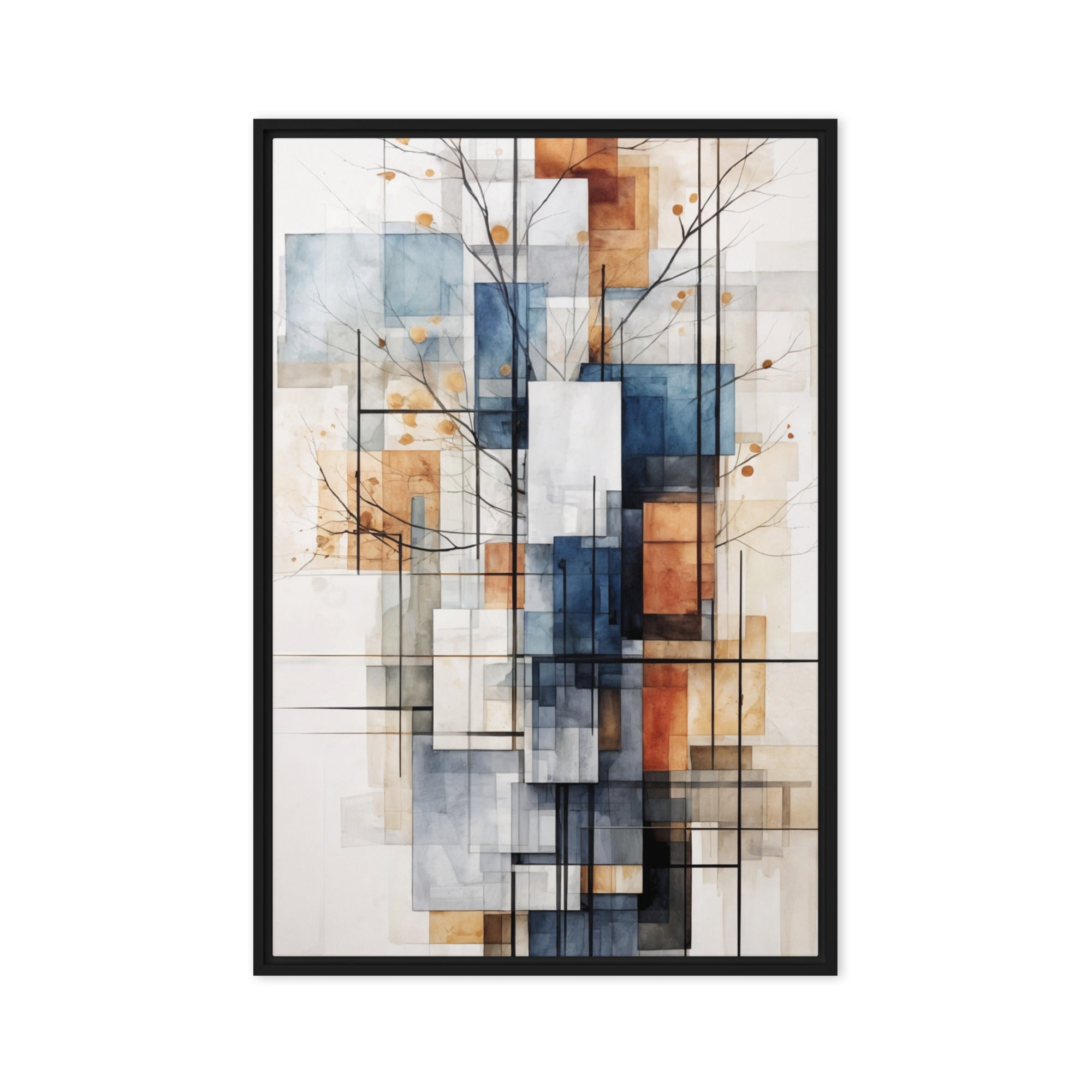 True framed canvas print with product details shown in brown frame, 18 x 24 inch large size